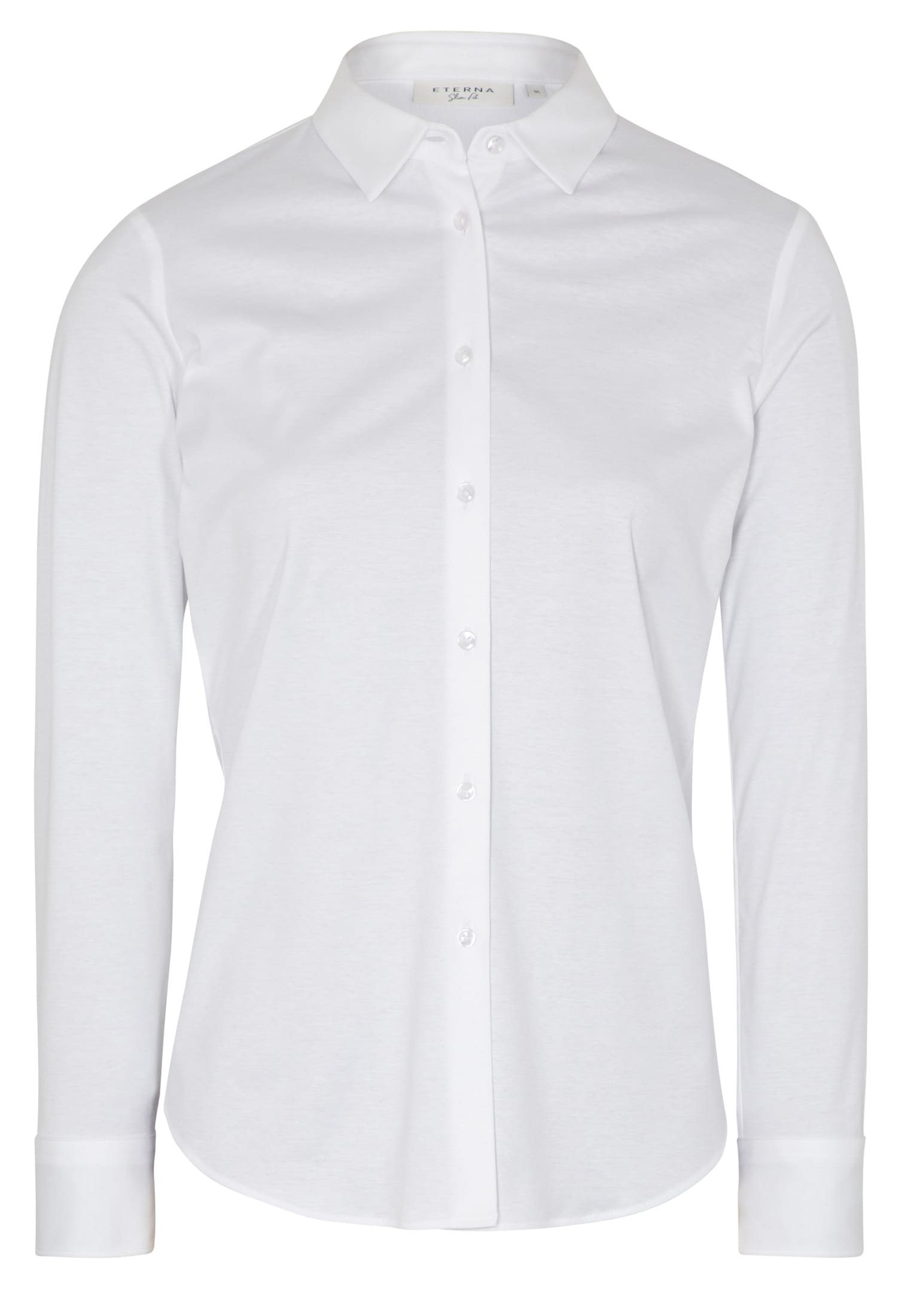 Eterna Blusentop ETERNA FITTED Langarm Bluse weiss jersey 5158-00-DF05