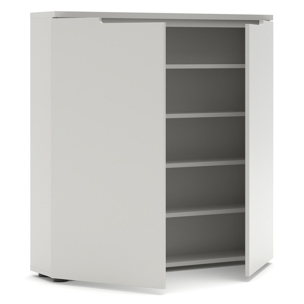 Lomadox Schuhschrank BREDA-36 Grau hell 97 cm 2 Türen Softclose grifflos geringe Tiefe