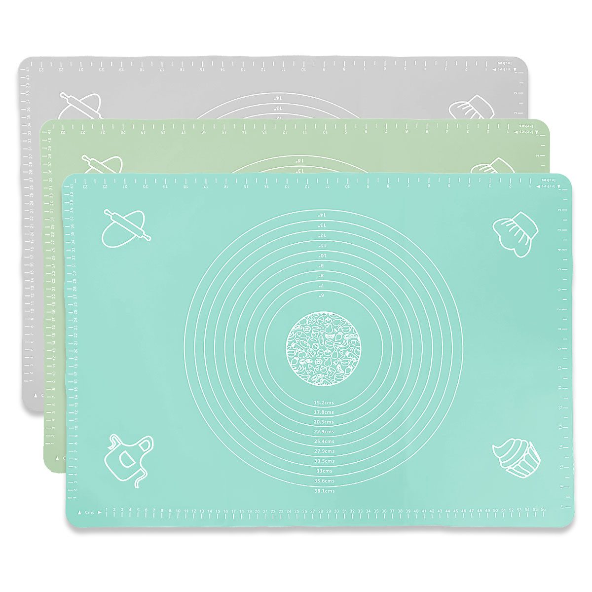 mixed24 Ausrollmatte XXL Silikon Backmatte Backunterlage 65x45cm Dauerbackmatte, Teigmatte Ausrollmatte