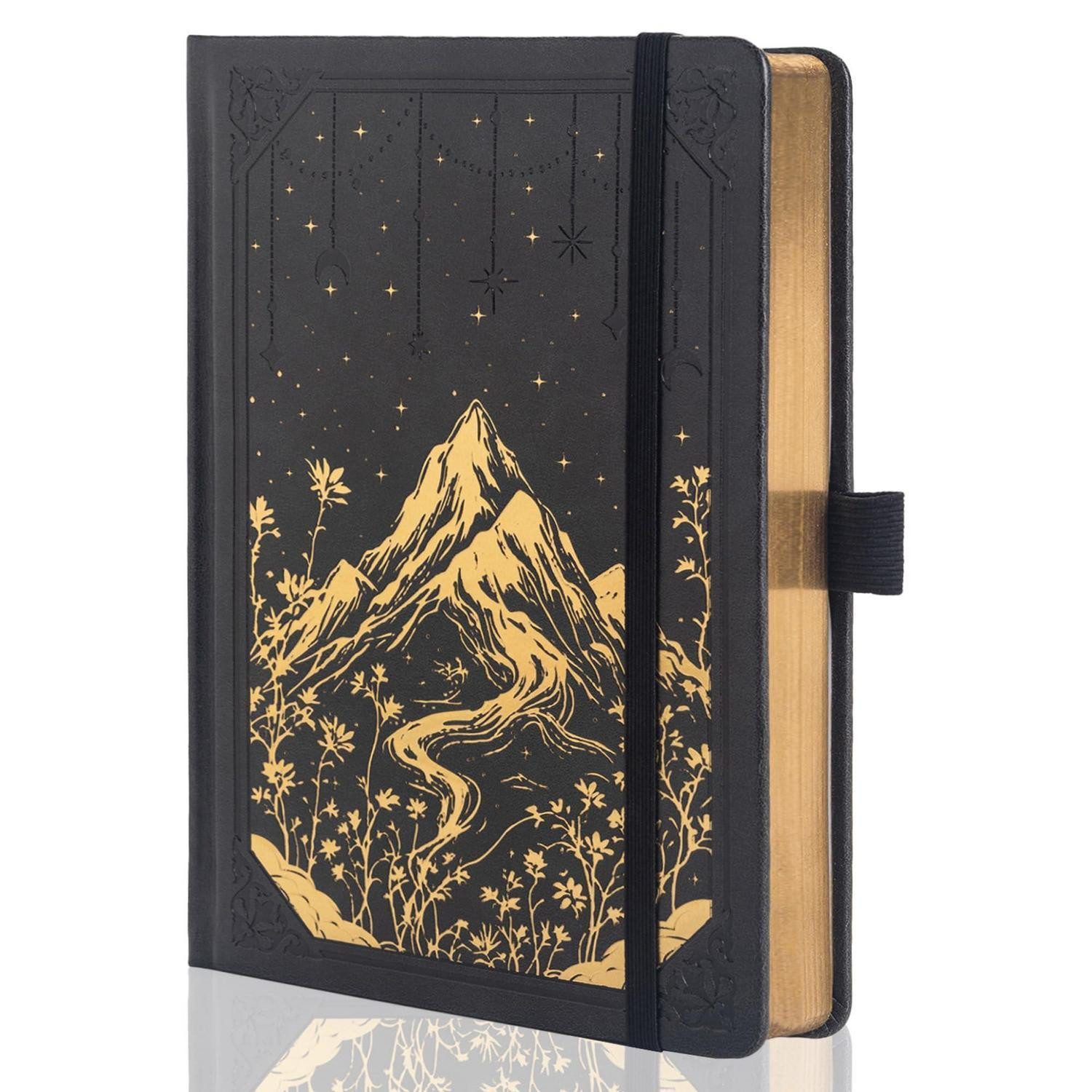 LuxusKollektion Notizbuch Notizbuch A5 liniert schwarz Gold Schnittkante