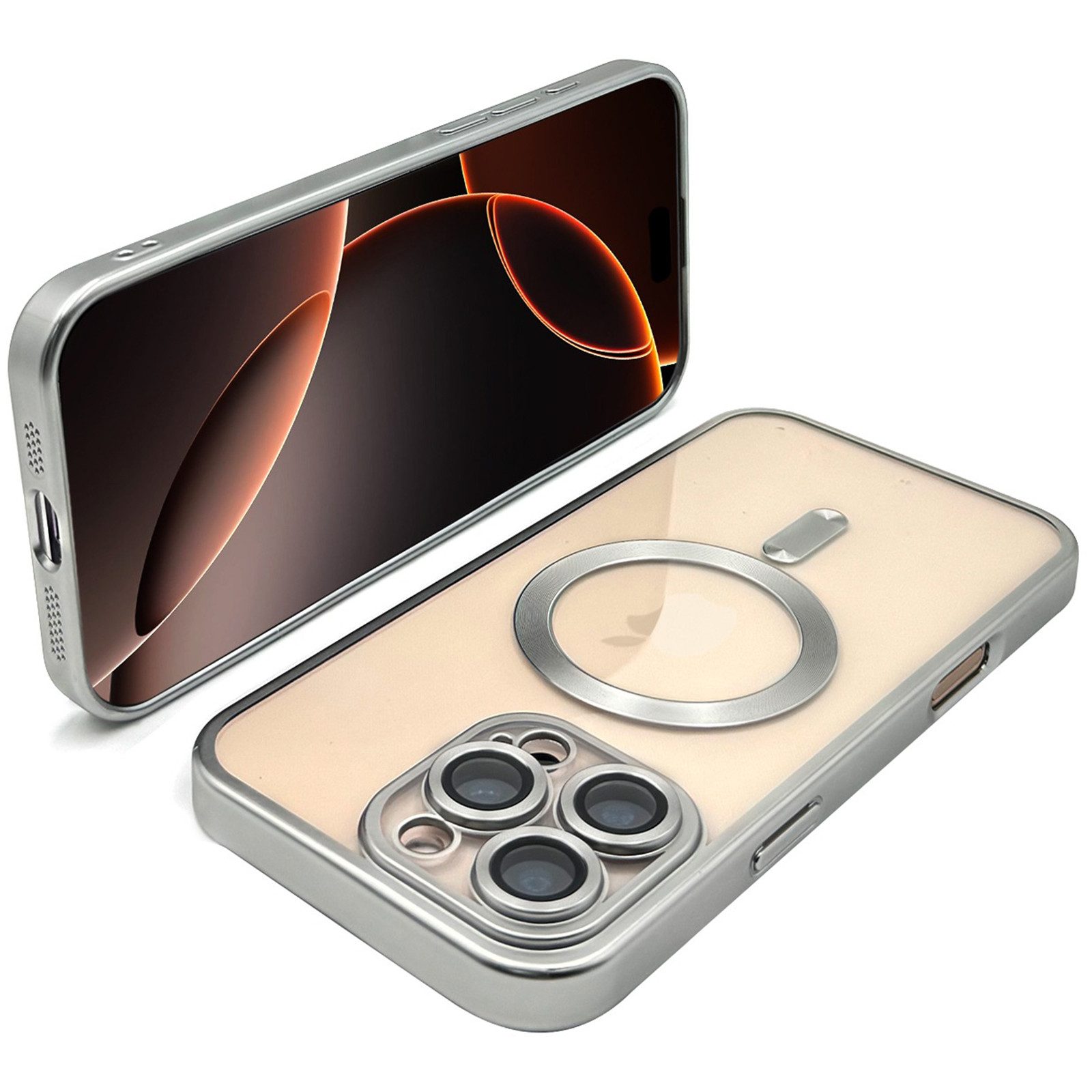 Wörleonline Handyhülle für iPhone 16 Pro / iPhone 16 Pro Max mit integriertem Kameraschutz 6,9 Zoll, TPU Schutzhülle in passendem Titan-Farbton, MagSafe kompatible Hülle