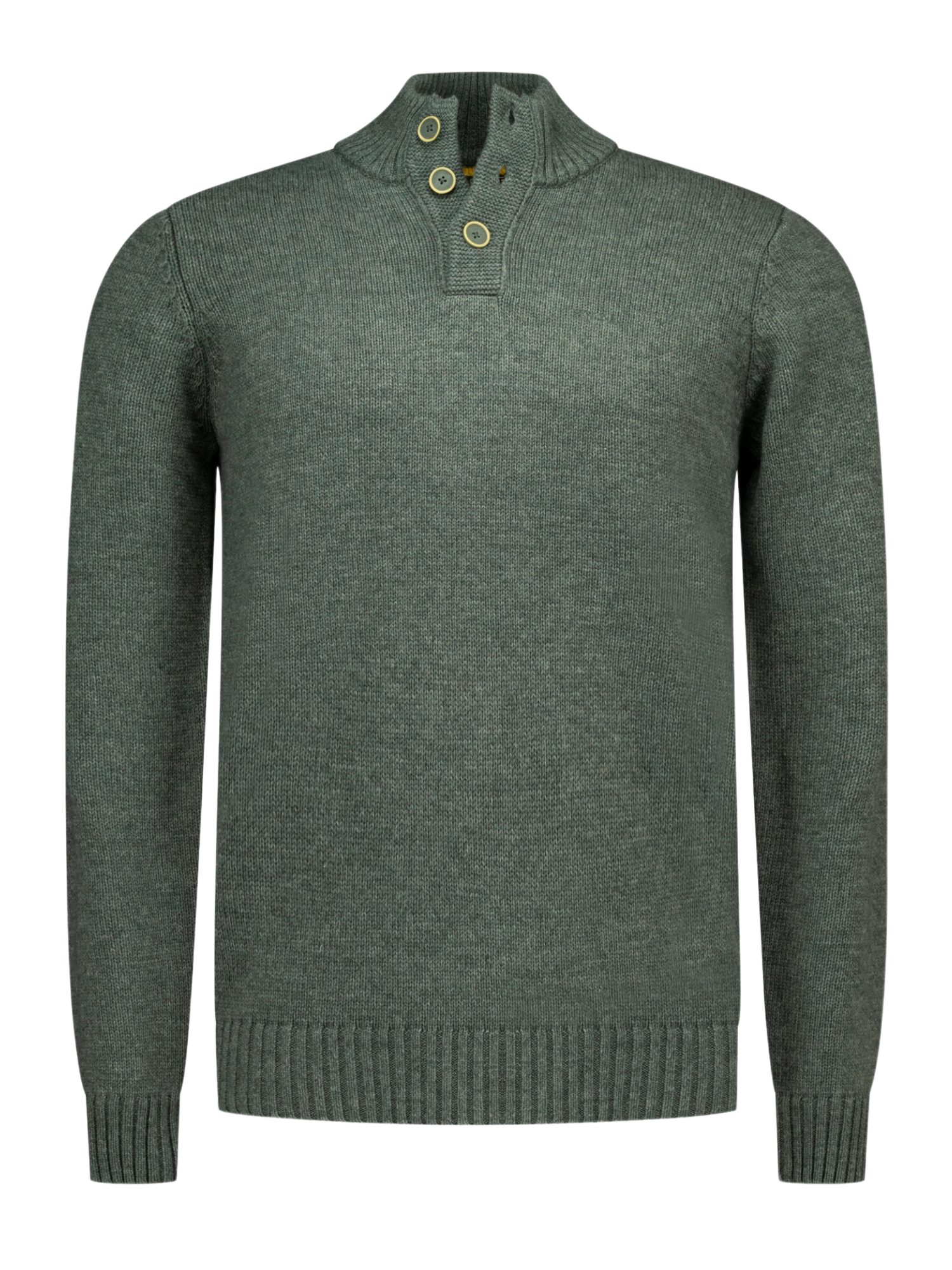 New Zealand Auckland Strickpullover NZA263 H grün,Casual,Wolle,Meliert,Stehkragen,Langarm,Regular Fit