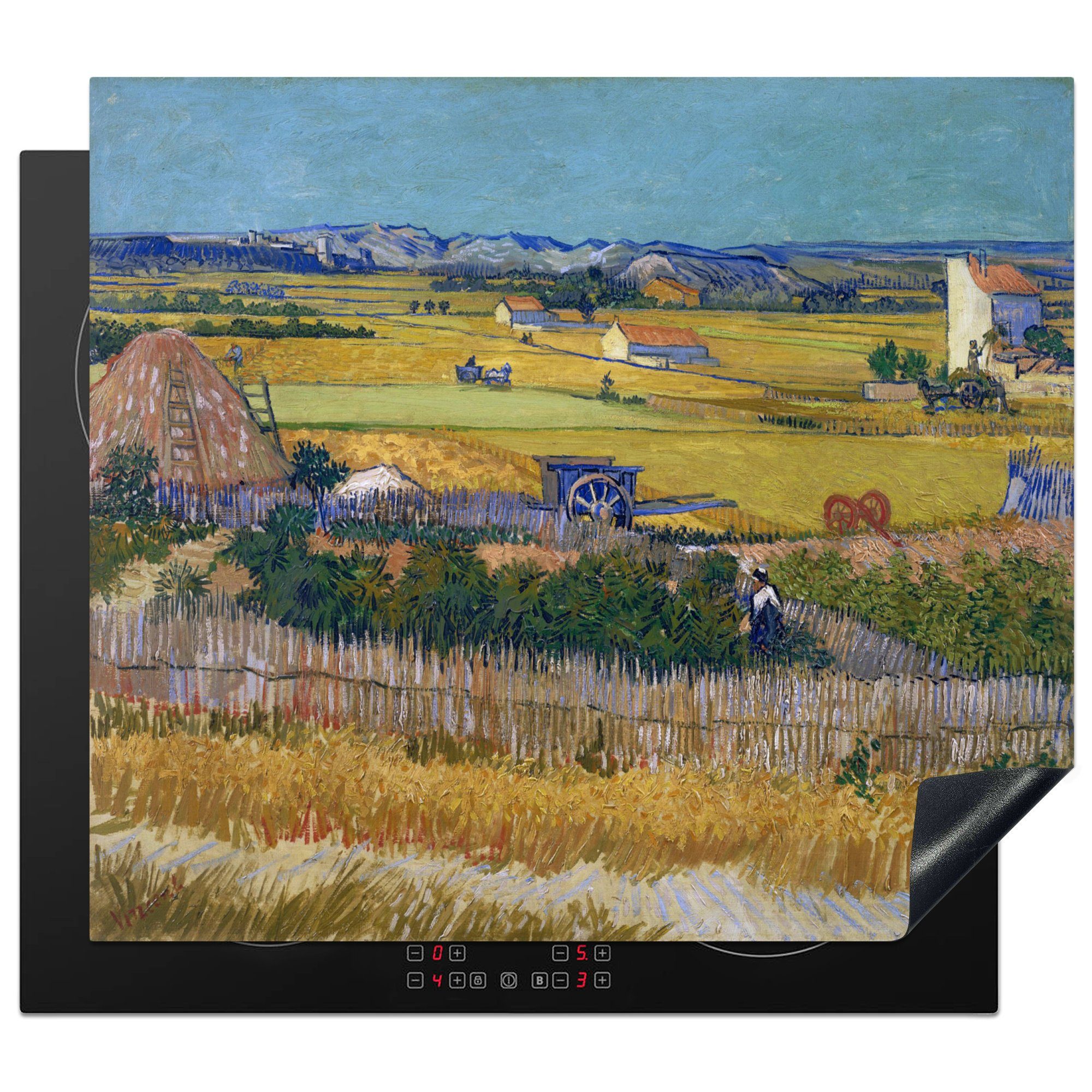 MuchoWow Herdblende-/Abdeckplatte Die Ernte - Vincent van Gogh, Vinyl, (1 tlg), 59x52 cm, Ceranfeldabdeckung für die küche, Induktionsmatte