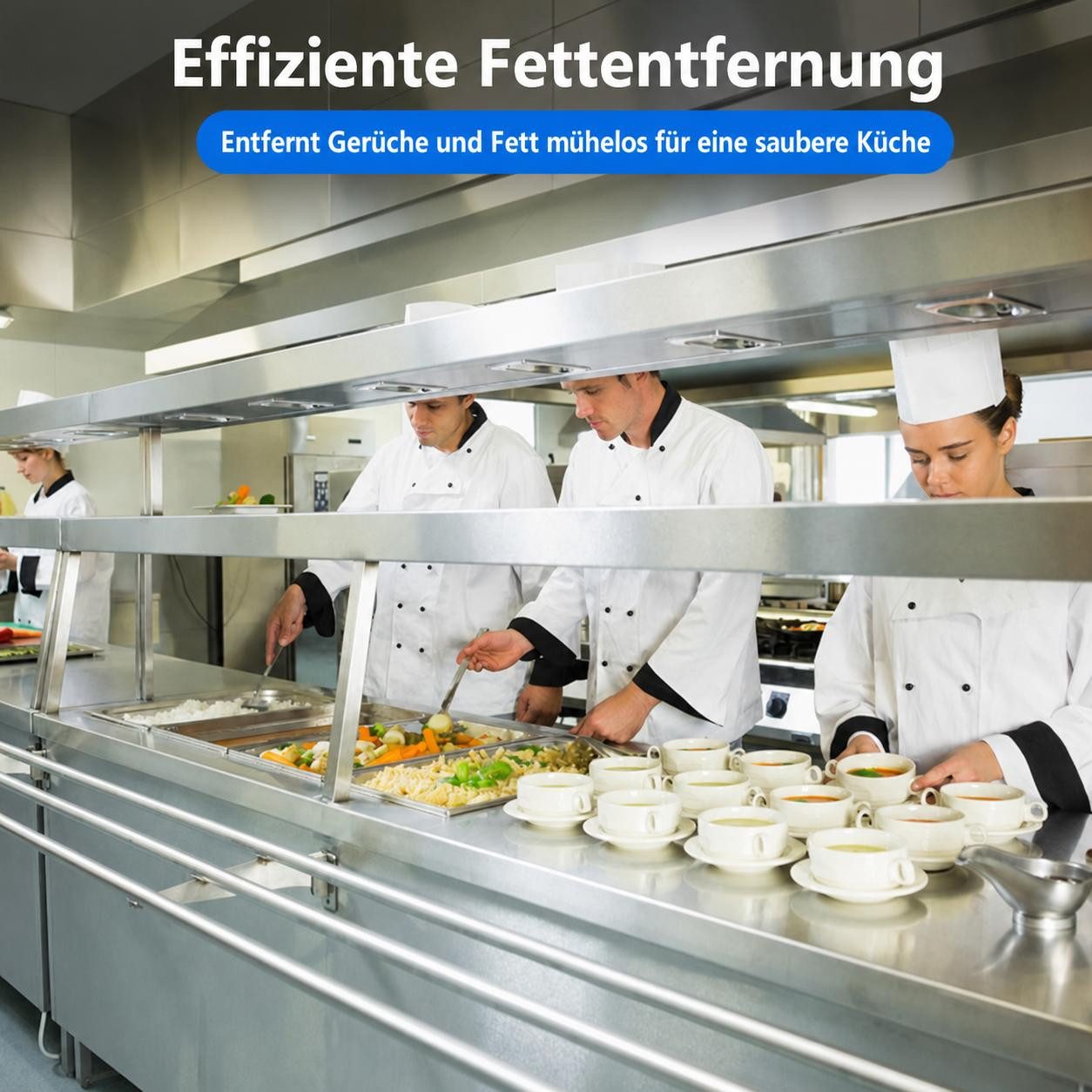 GarveeMore Wasserhahn-Wasserfilter Gewerbl Fettfilter 49,5x49,5cm Edelstahl 6 Rillen