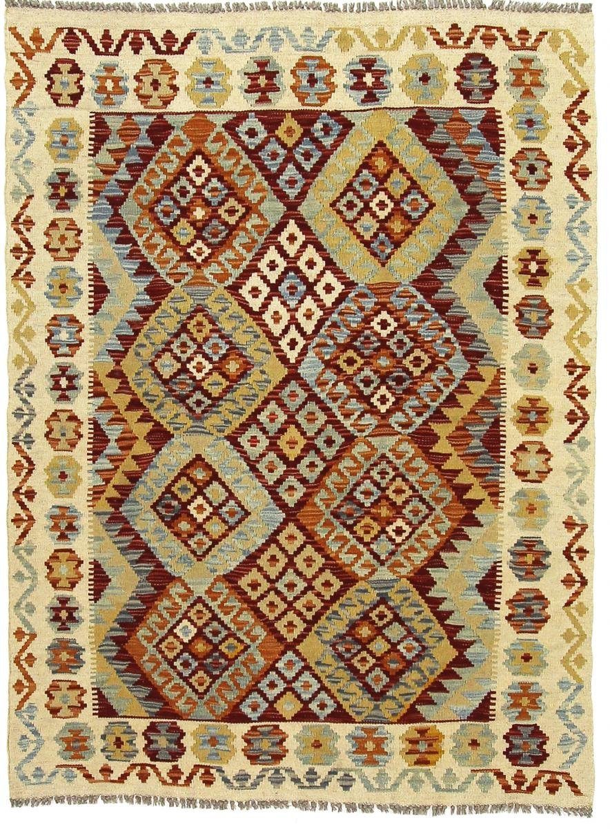 Orientteppich Kelim Afghan 126x167 Handgewebter Orientteppich, Nain Trading, rechteckig, Höhe: 3 mm