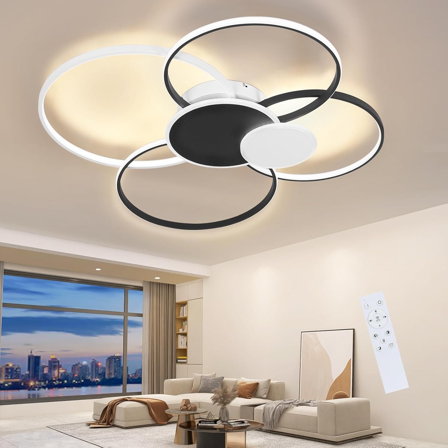 ZMH LED Deckenleuchte Modern 6 Ring Design Deckenlampe Wohnzimmer Schlafzim günstig online kaufen