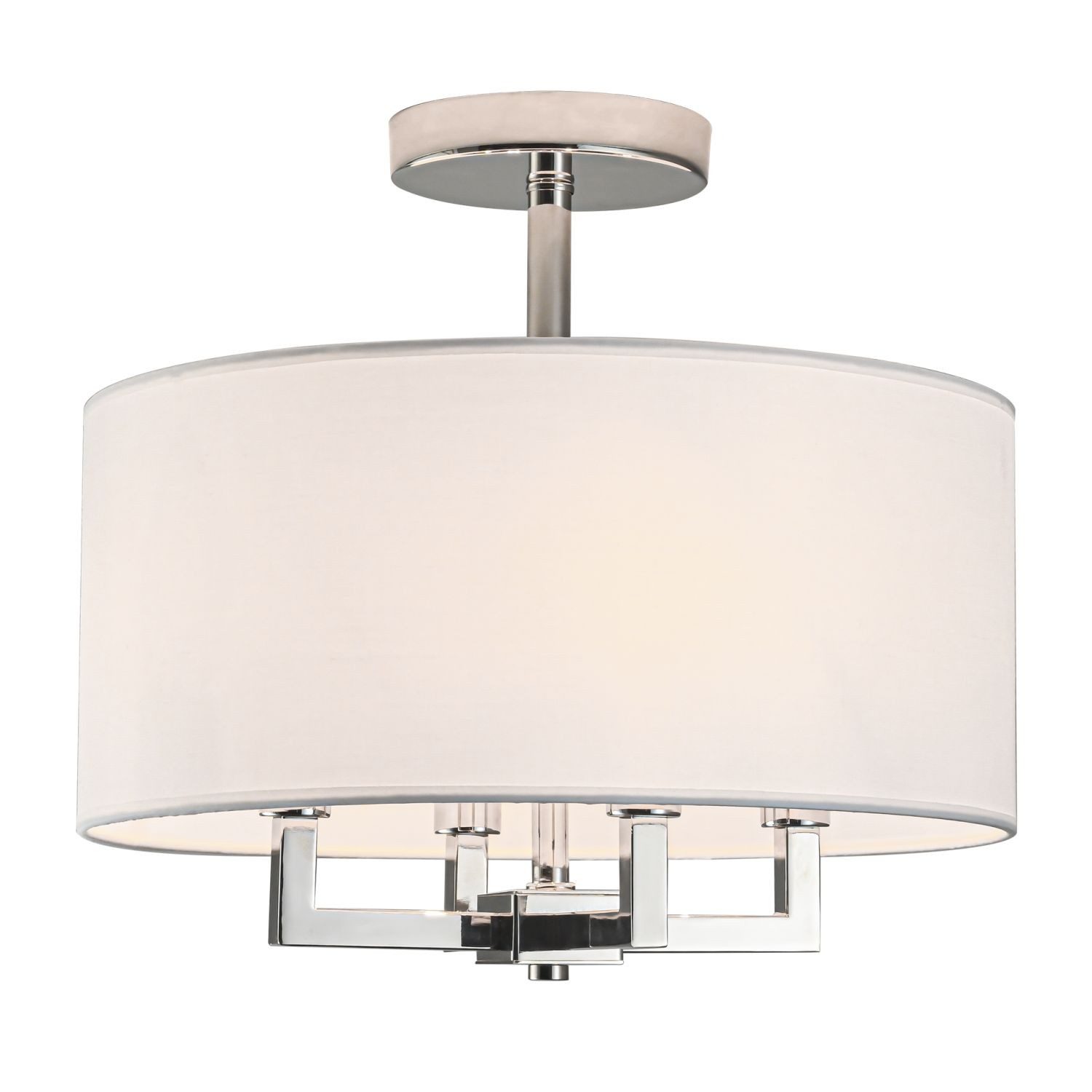Licht-Erlebnisse Deckenleuchte SILVEN, ohne Leuchtmittel, rund Ø 40 cm H: 36 cm Stoff Metall in Nickel Weiß E14 4-flammig Modern