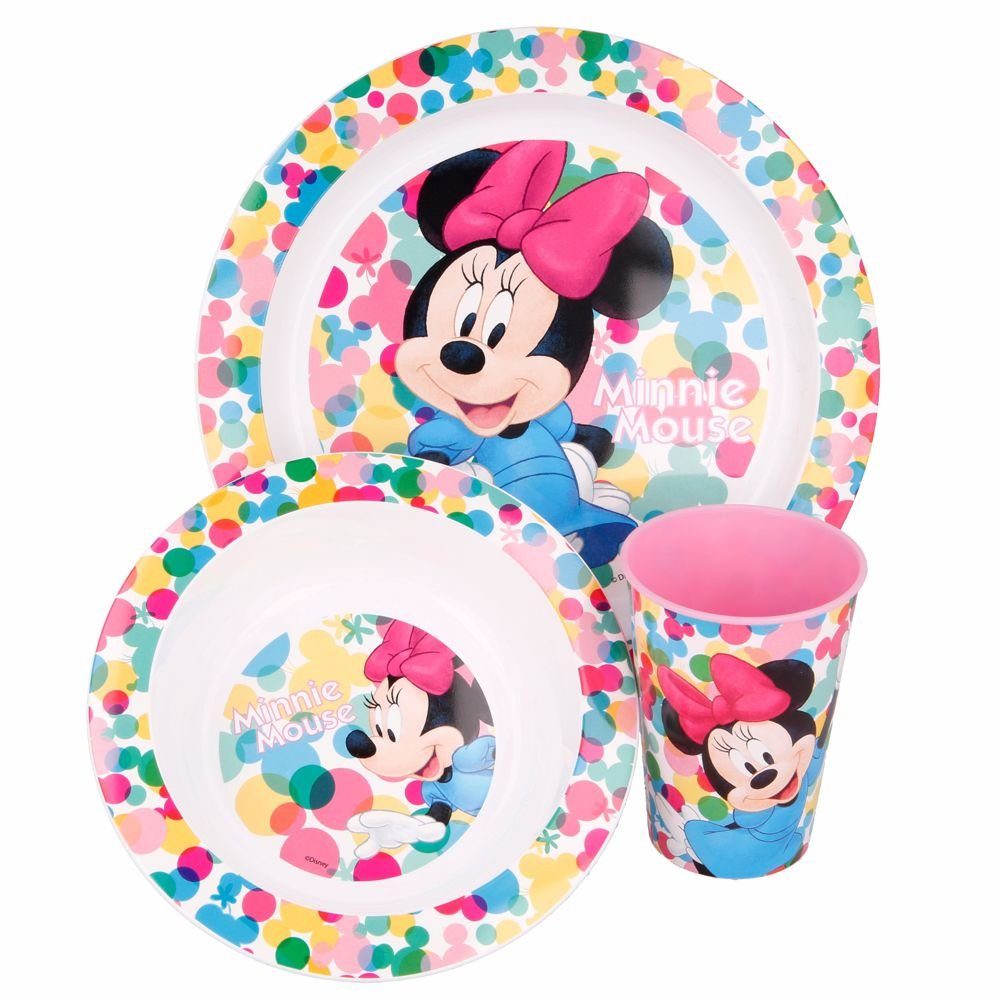 Disney Teller, Kunststoff Kindergeschirr-Set Schüssel Mouse & Mouse Becher, Minnie Geschirr-Frühstück-Set Minnie