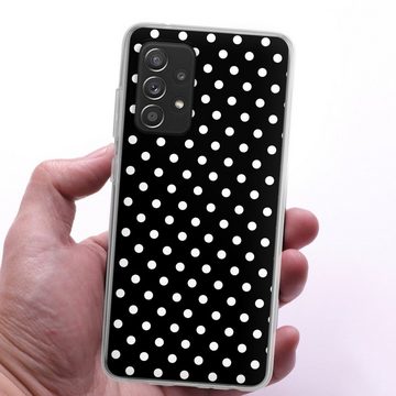 DeinDesign Handyhülle Punkte Retro Polka Dots Polka Dots - schwarz und weiß, Samsung Galaxy A52s 5G Silikon Hülle Bumper Case Handy Schutzhülle