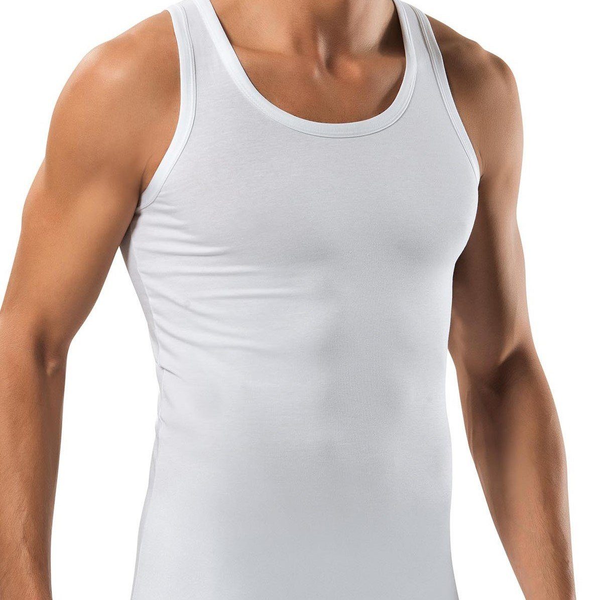 100% 4-St) Herren (Set, Feinripp aus Tank Achselshirt Top Unterhemd für Baumwolle Weiß cwonlineshop