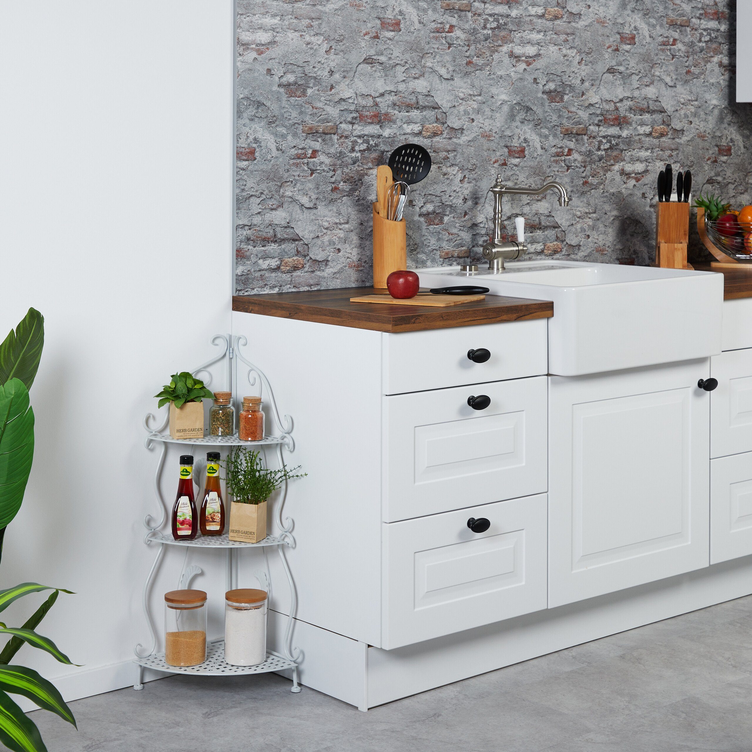 relaxdays Eckregal Weißes Eckregal aus Metall mit 3 Ablagen günstig online kaufen