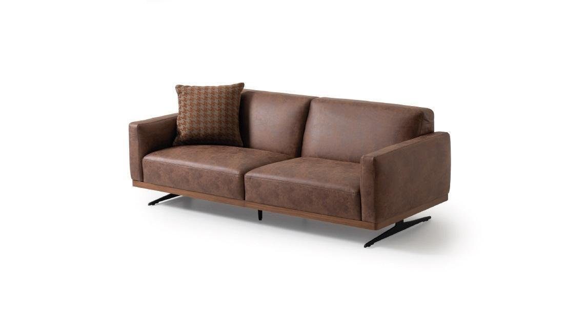 JVmoebel 3-Sitzer Ledersofa Couch Wohnlandschaft Design Modernes Sofa 3 Sitzer braun neu