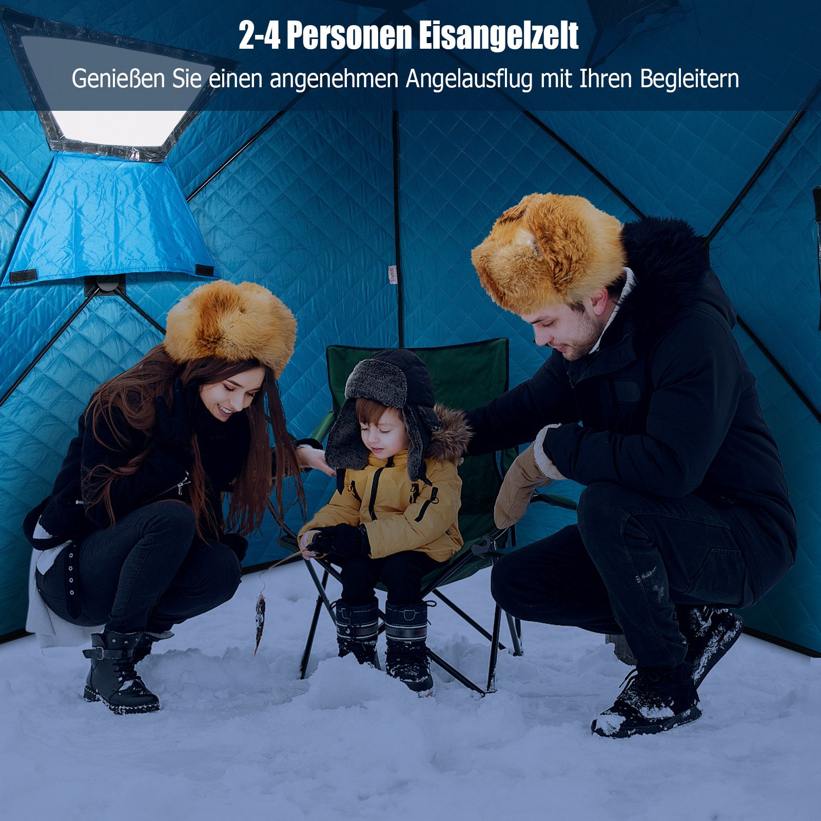 COSTWAY Angelzelt, Personen: 4, Isoliertes Pop-up-Zelt mit Baumwollwänden