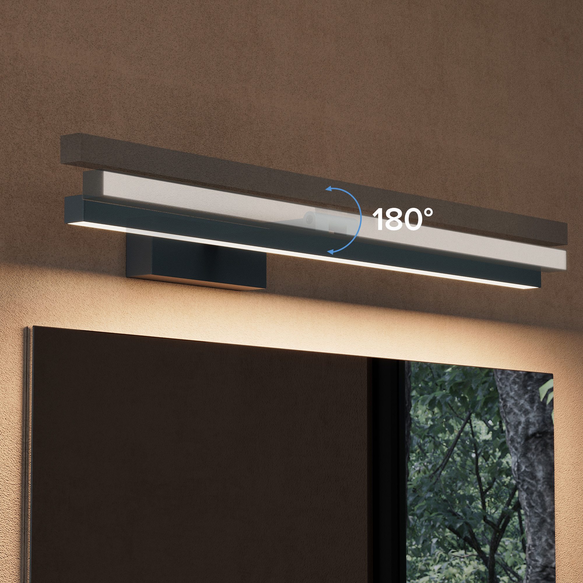 doporro LED Spiegelleuchte Wandleuchte LED-Spiegellampe 40/60cm 9W/14W RA≥80 Strahlenschön, 180° drehbar, E27-Sockel, wasserfest – Bild 5 von 5
