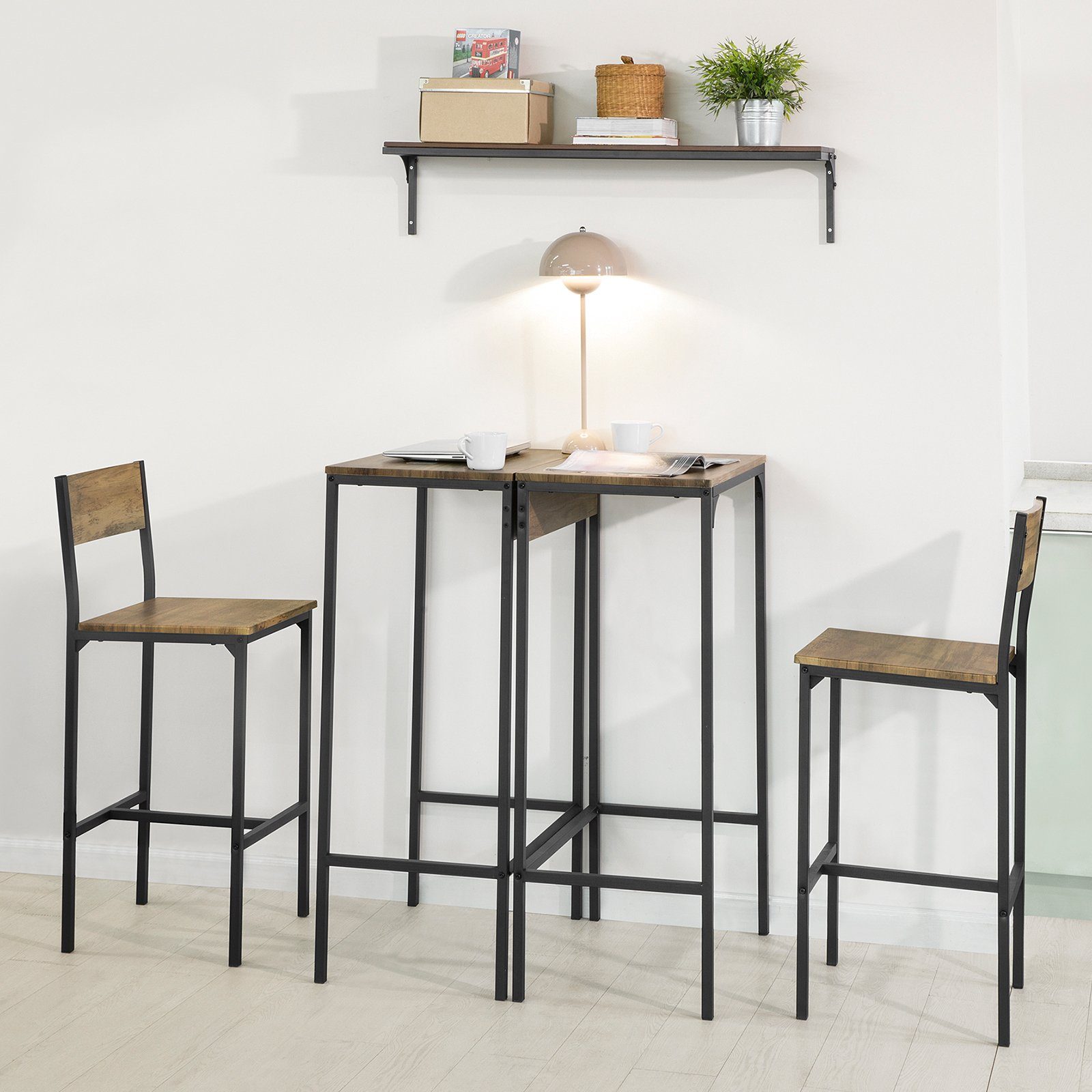 SoBuy Bartisch OGT42, Bartisch Bistrotisch Esstisch 4-teilig Stühlen mit Küchentisch