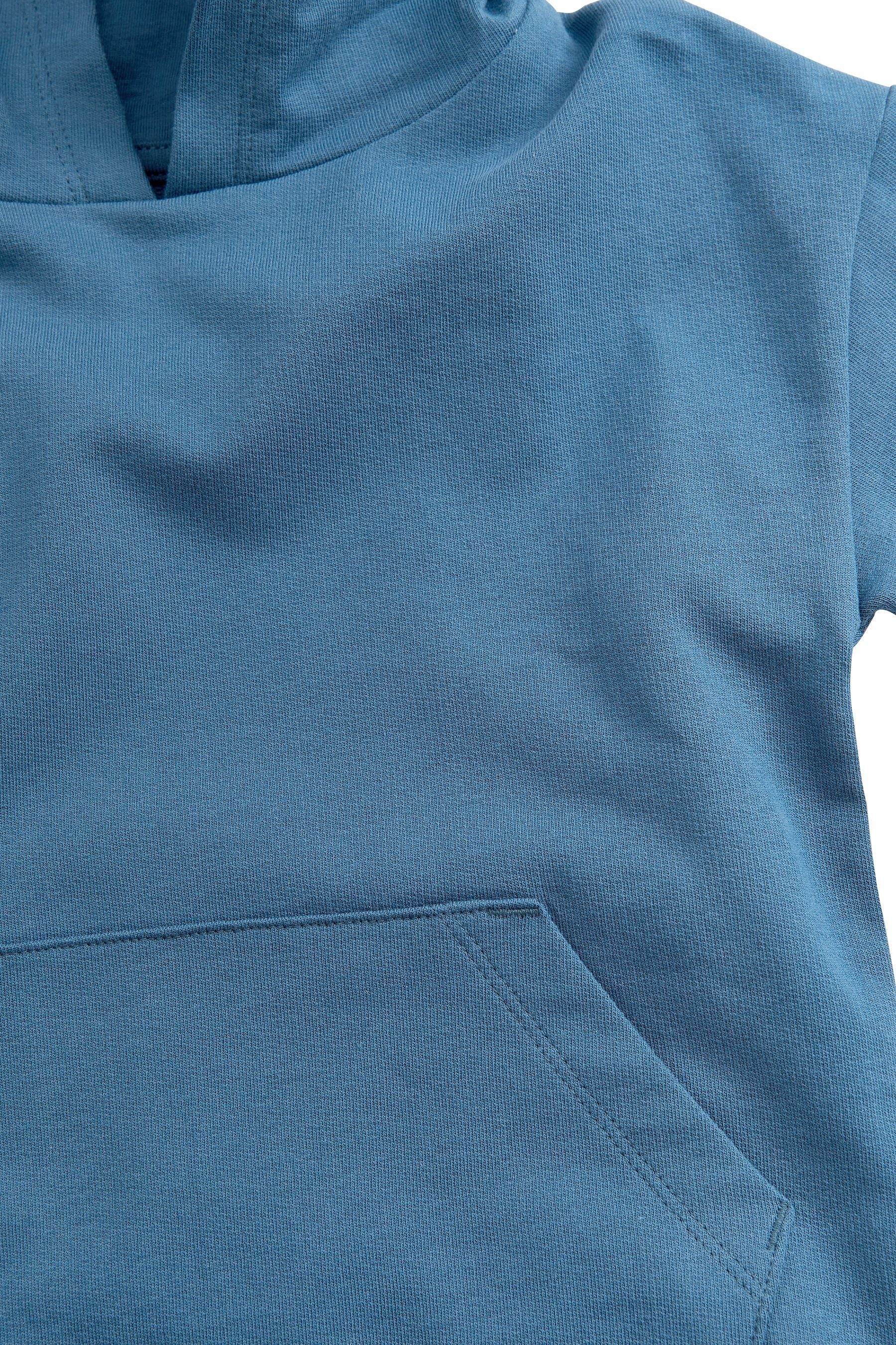 Next Sweatanzug Kurzärmeliges (2-tlg) Blue Set Shorts und Kapuzensweatshirt im