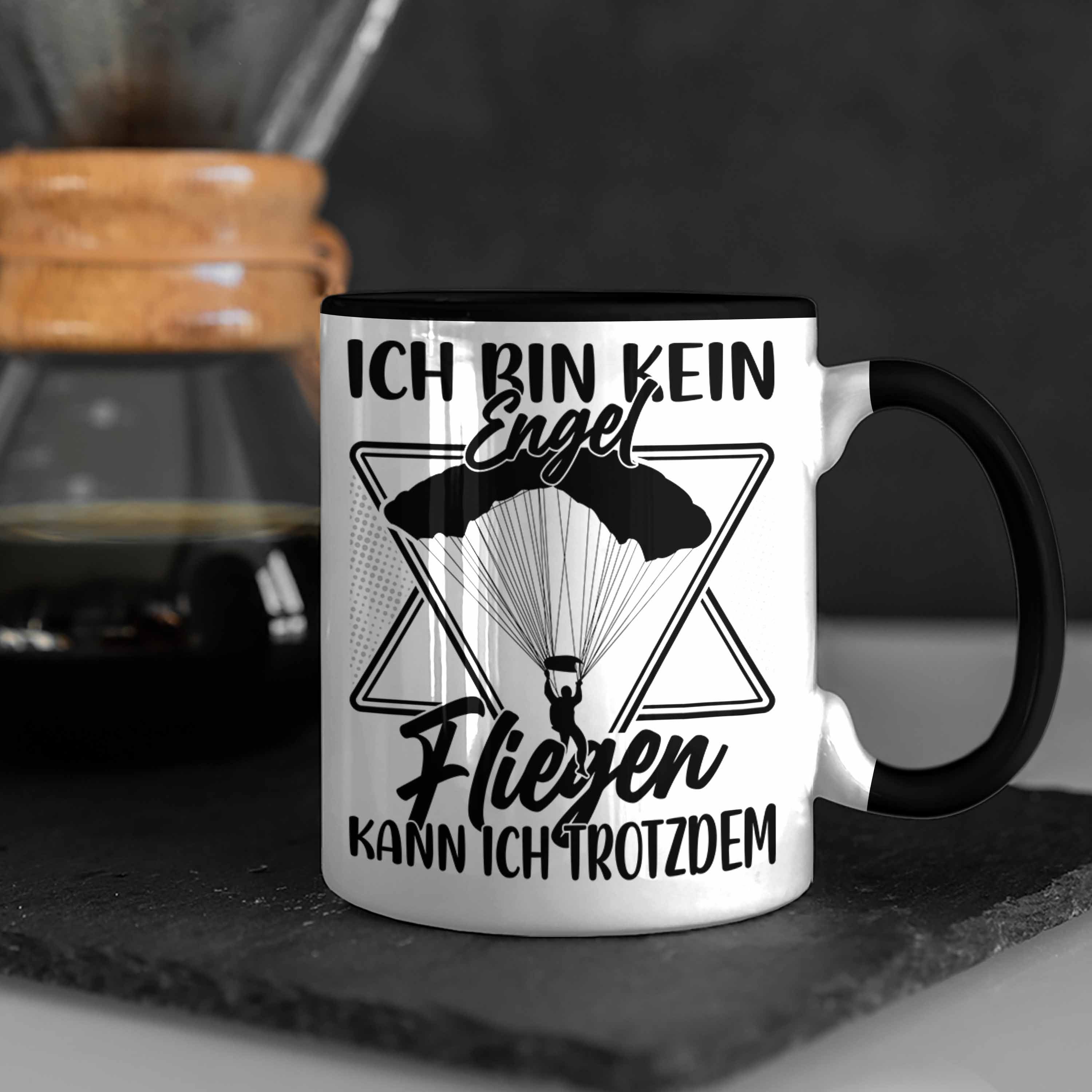 Tasse Geschenk Gleitschirm-Flieger Gleitschirmflieger Schwarz Geschenkidee Kaf Tasse Trendation