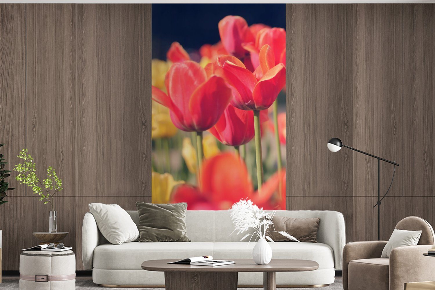 MuchoWow Fototapete Tulpen - Blumen - für (2 Vliestapete Matt, Natur, Fototapete St), Schlafzimmer Wohnzimmer Küche, bedruckt