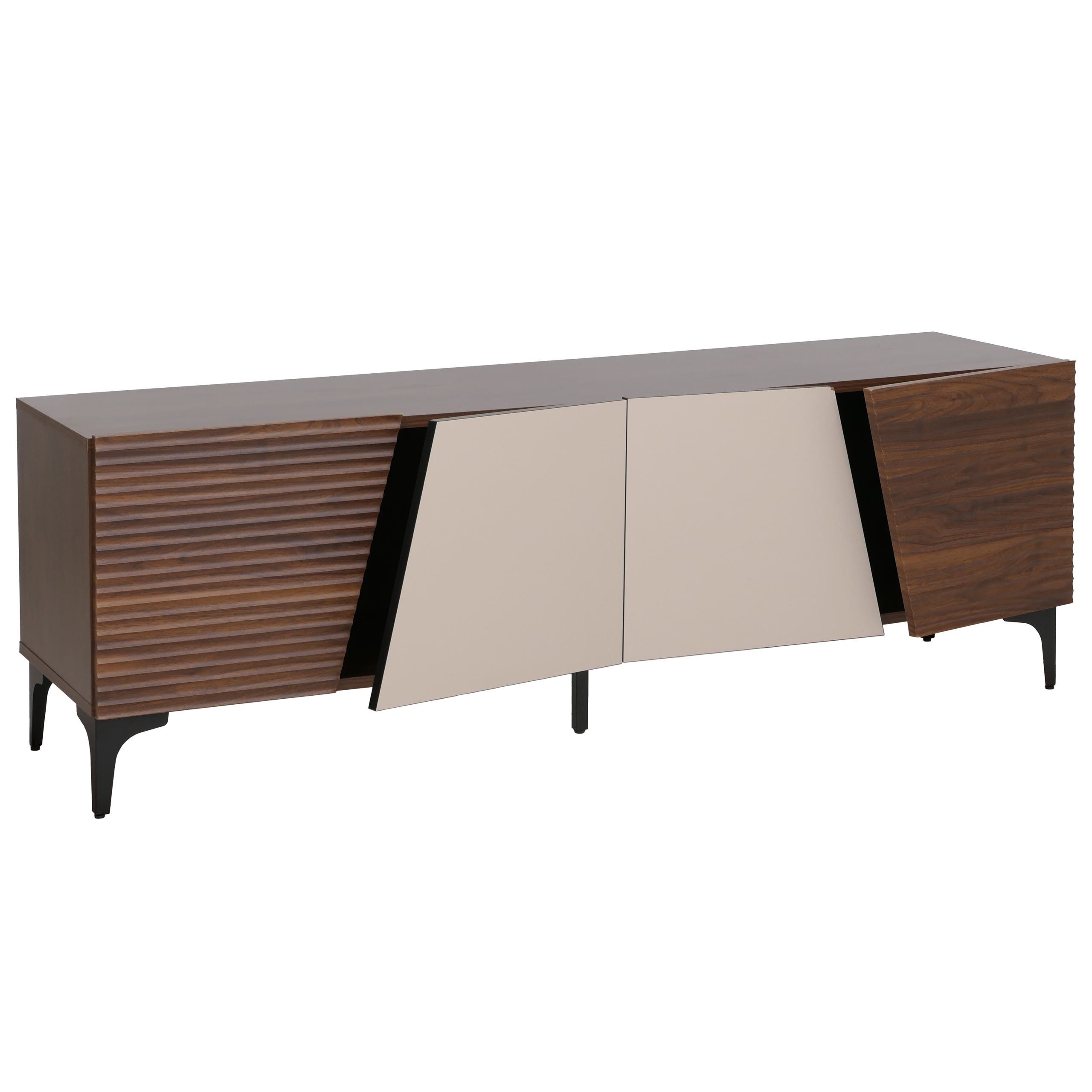 MCW TV-Rack MCW-Q83, Dekorative Kombination aus strukturierten und glatten Fronten