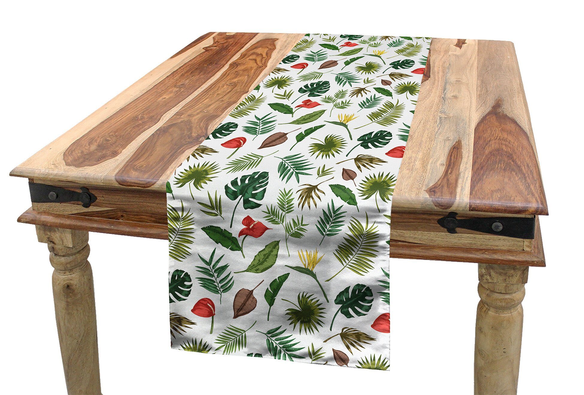 Garten-Kunst Dekorativer Tischläufer, Tischläufer Esszimmer Küche Rechteckiger Blätter Abakuhaus des Dschungels