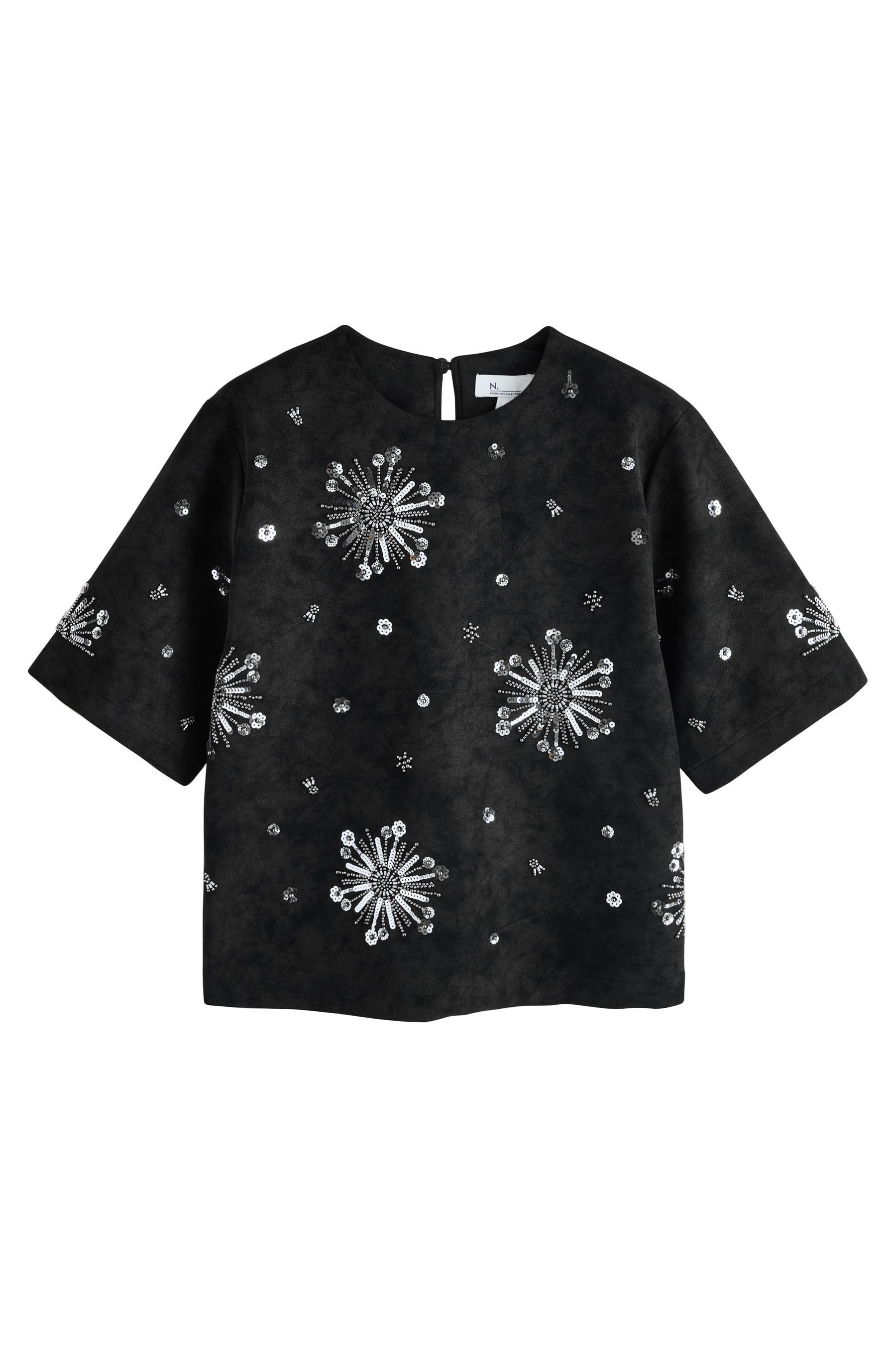 Next T-Shirt Verziertes N. Premium Hemd aus Velourskunstleder (1-tlg)