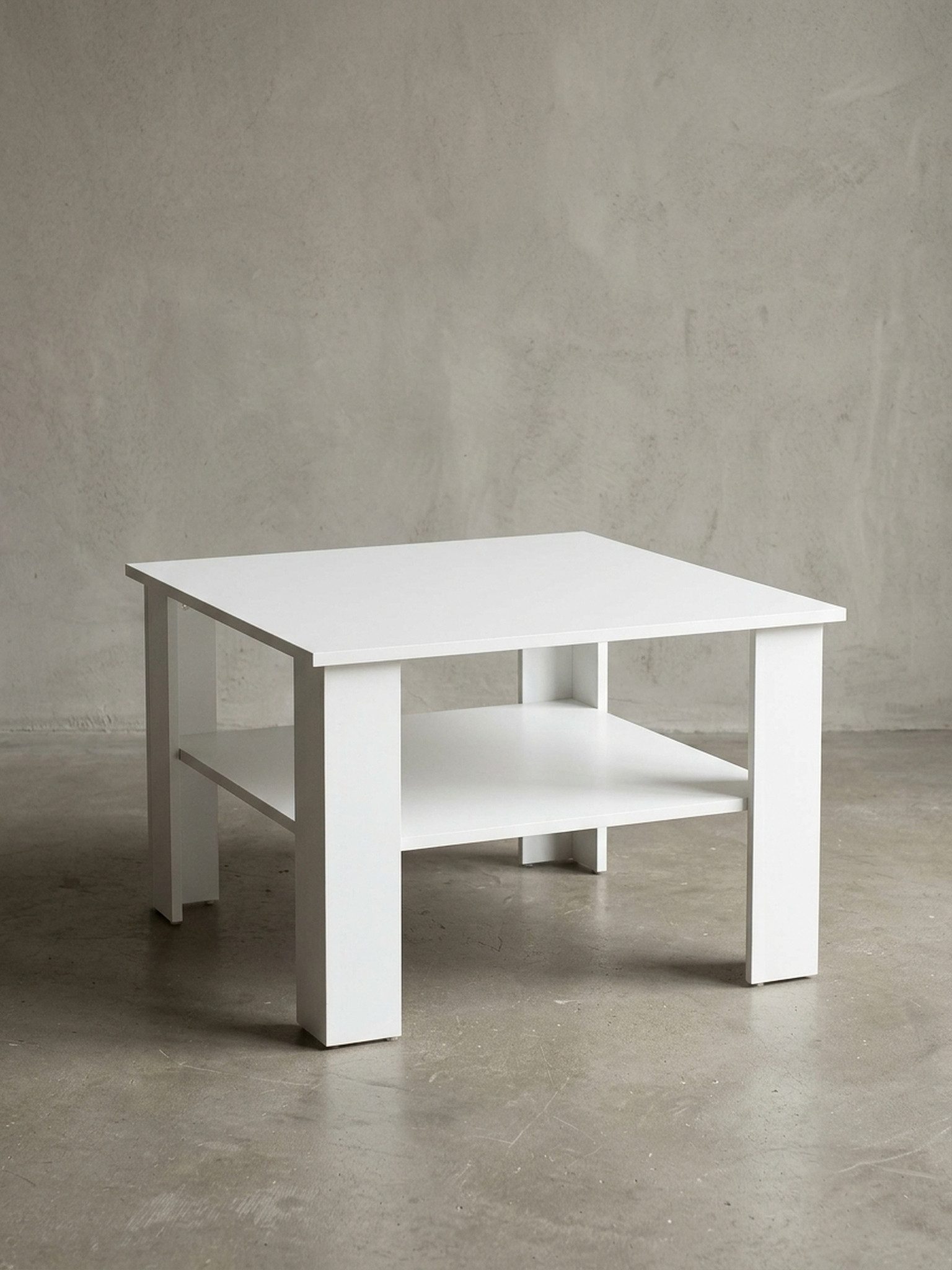 KADIMA DESIGN Couchtisch Couchtisch WL5.834 Weiß 60x42x60 cm Design Holztisch mit Ablage, (Stubentisch mit Stauraum, Tisch Wohnzimmer), Wohnzimmertisch Coffee Table, Sofatisch Loungetisch Holz, Kaffeetisch