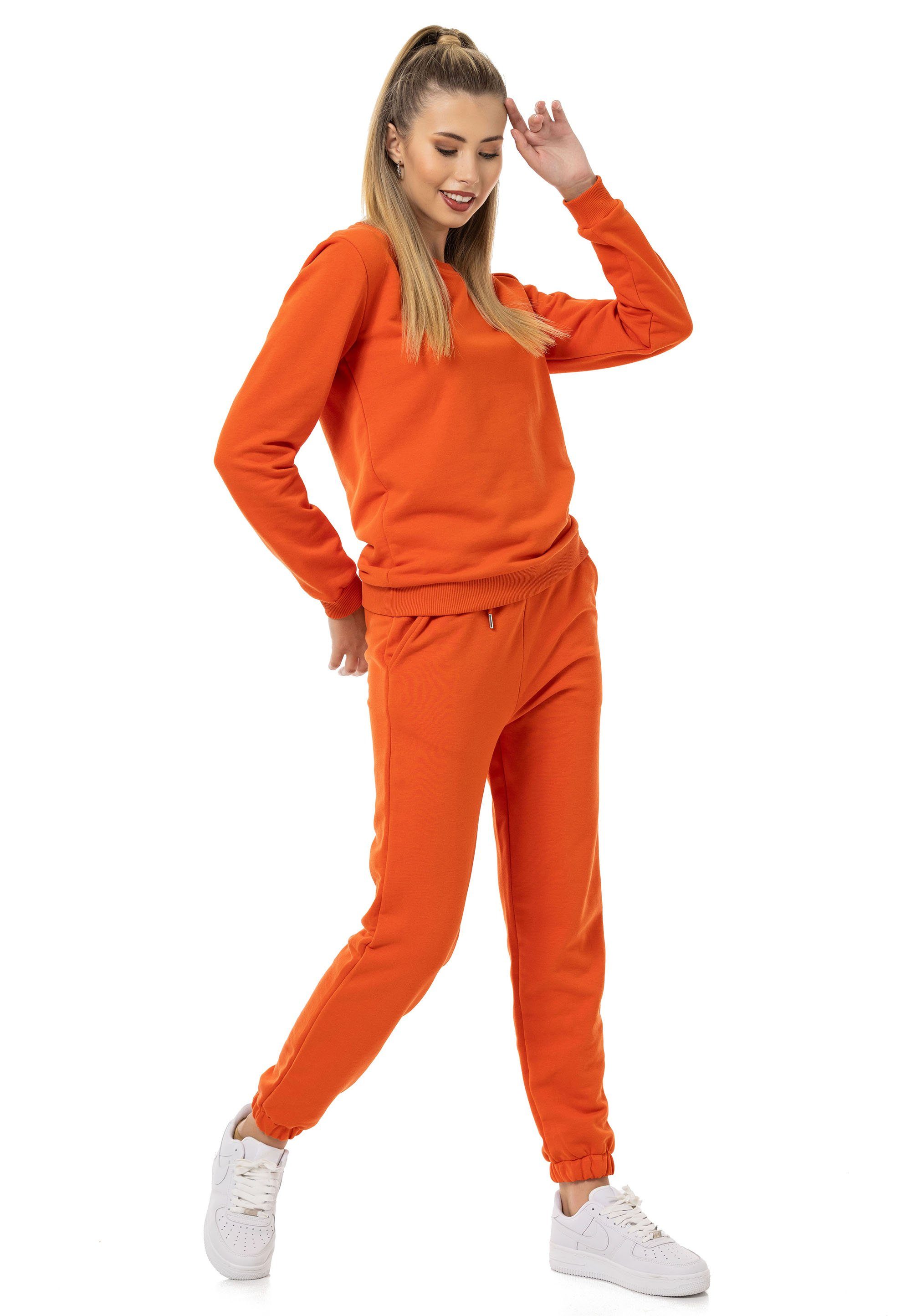 Premium RedBridge 2-tlg), Qualität (Spar-Set, Orange Sweatshirt Sweatpant mit Basic Jogginganzug Premium