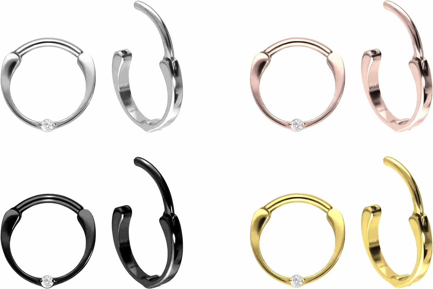 PIERCINGLINE Piercing-Set Titan Segmentring Clicker EINGEFASSTER günstig online kaufen