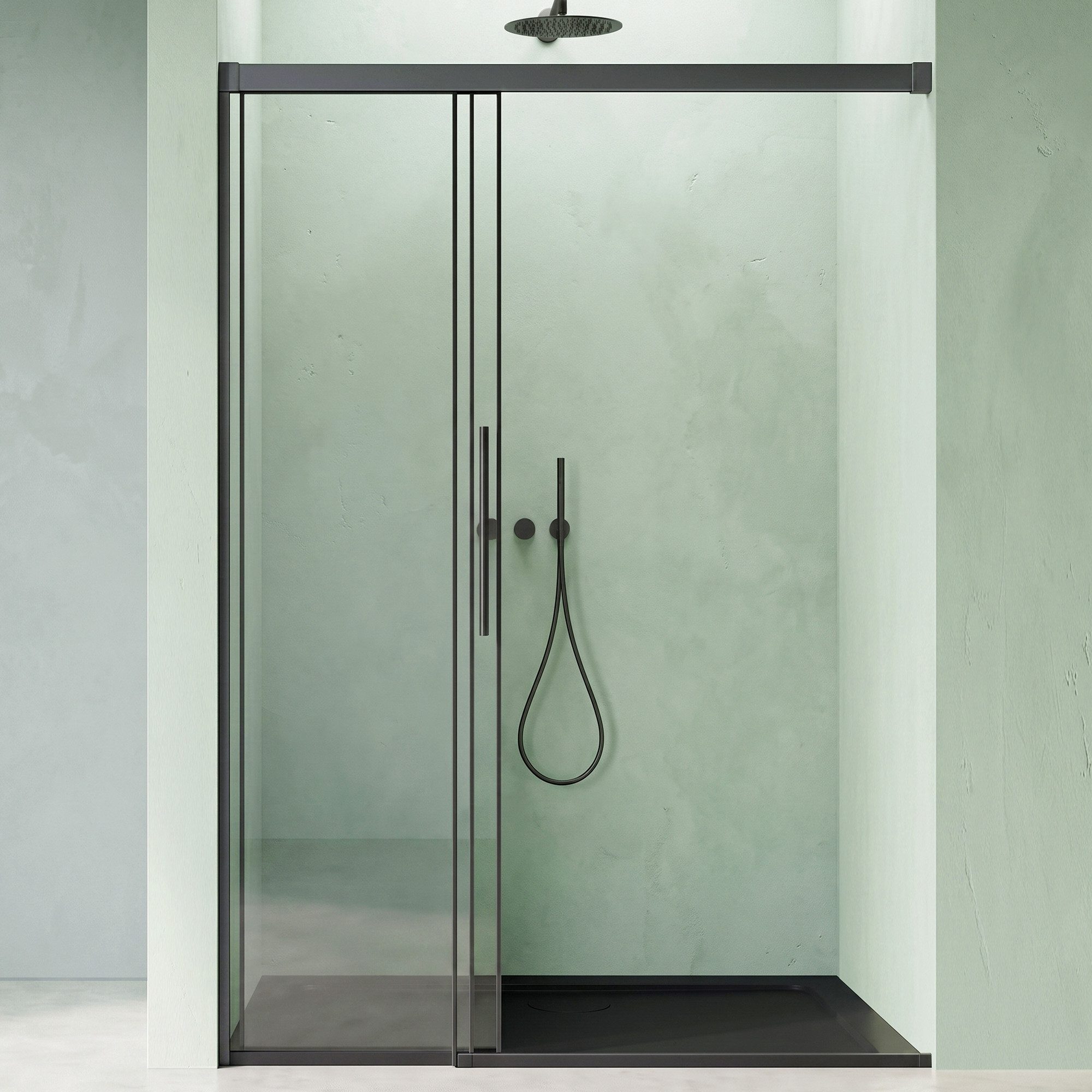 Mai & Mai Dusch-Drehtür Glasdusche Schiebetür Nischendusche 8mm ESG Nano 3-teilig Teramo70K, 80x195 cm, Sicherheitsglas, Soft-Close-System,Synchronmechanismus,platzsparend für Nischenduschen