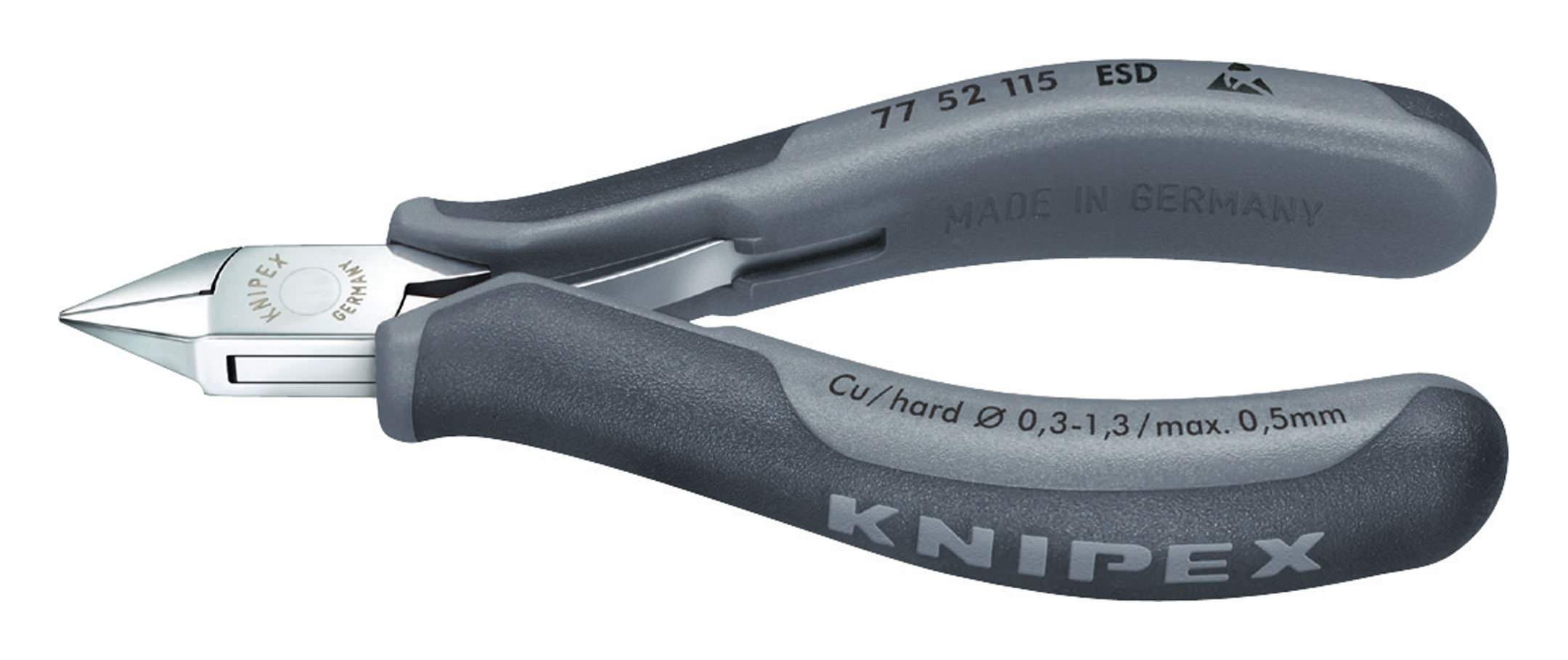 Knipex Seitenschneider, Elektronik ESD 115 mm spitzer flacher Kopf mit kleiner Facette