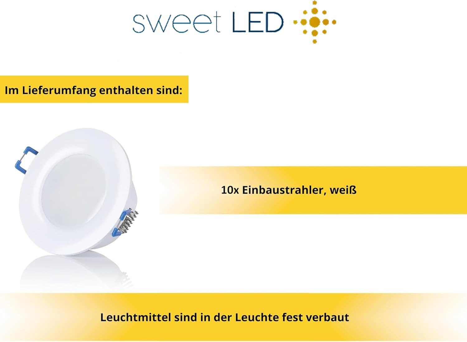 Sweet LED LED Einbaustrahler 10er SET IP44 CCT 230V LED Einbauspot flach 3000K 4000K 6500K Weiß, 3000K - 4000K - 6500K, Warmweiß - Neutralweiß - Kaltweiß, Decke – Bild 5 von 5