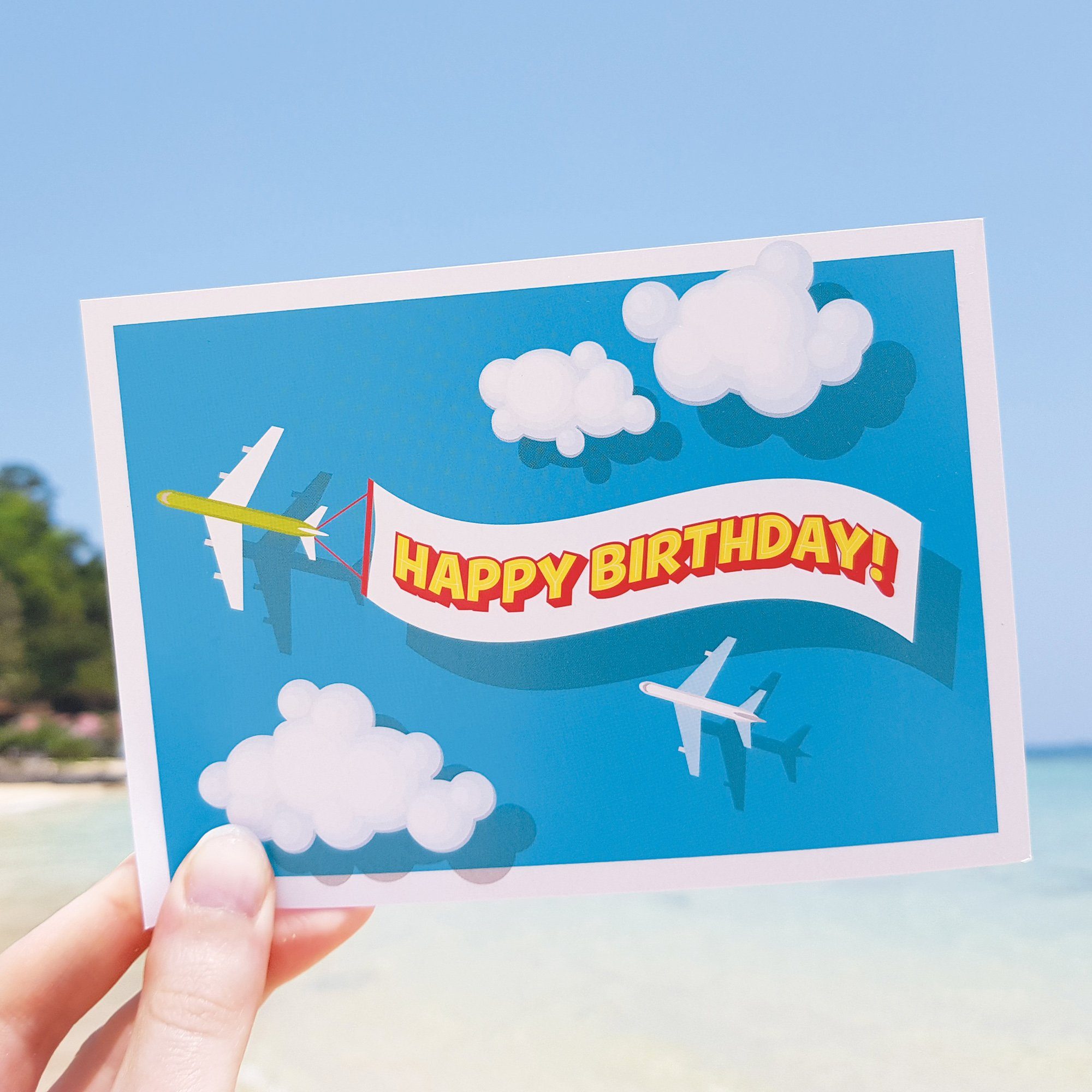 Bow & Hummingbird Geburtstagskarte Postkarte Happy Birthday, 100 % Recyclingpapier