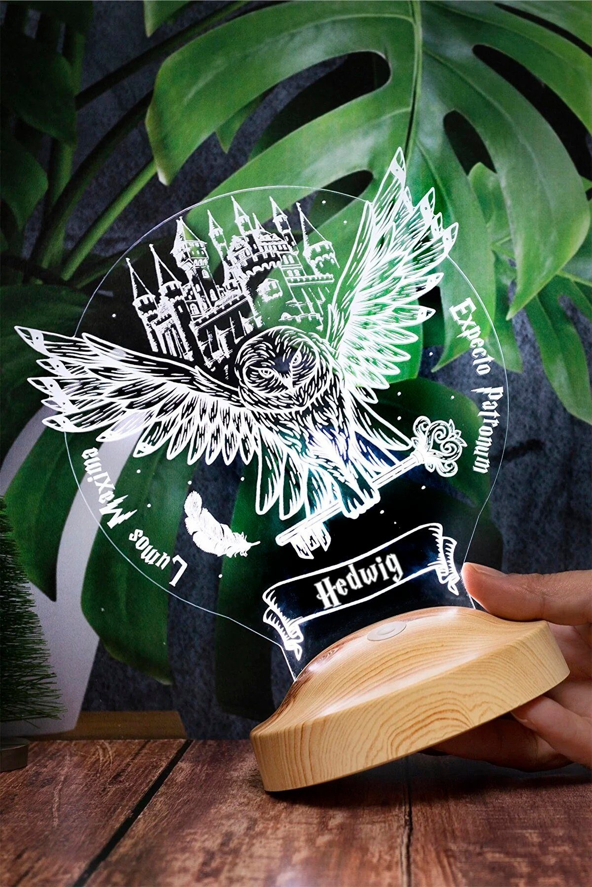 Geschenkelampe LED Nachttischlampe Hedwig Harry Potter Eule Lampe mit 3D Gravur Nachtlicht, Leuchte 7 Farben fest integriert, Geburtstagsgeschenk für Freunde, Enkel, Mädchen, Jungs, Freunde