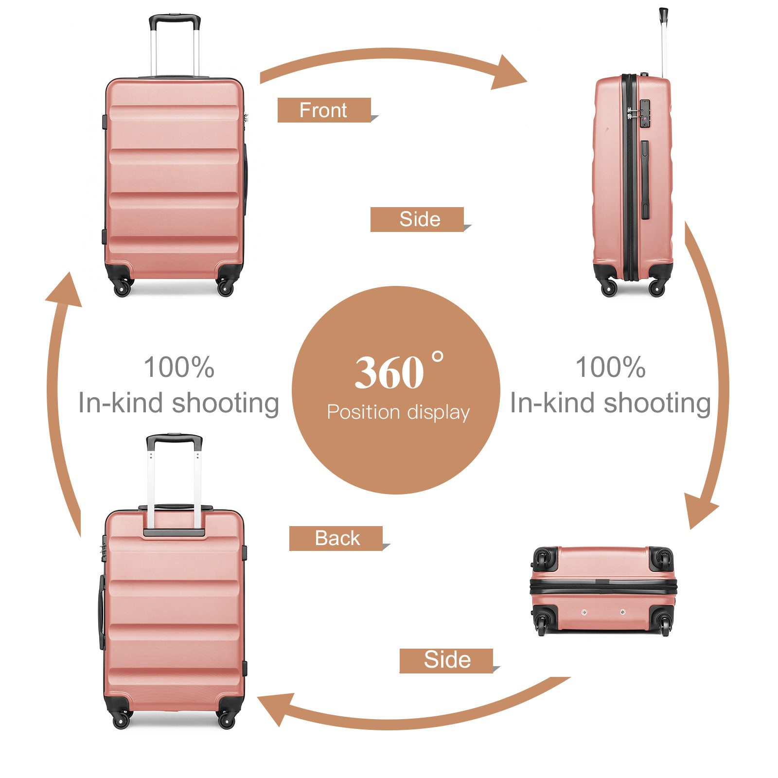 KONO Handgepäckkoffer Hartschalenkoffer Rollkoffer Trolley Reisekoffer – Bild 4 von 5