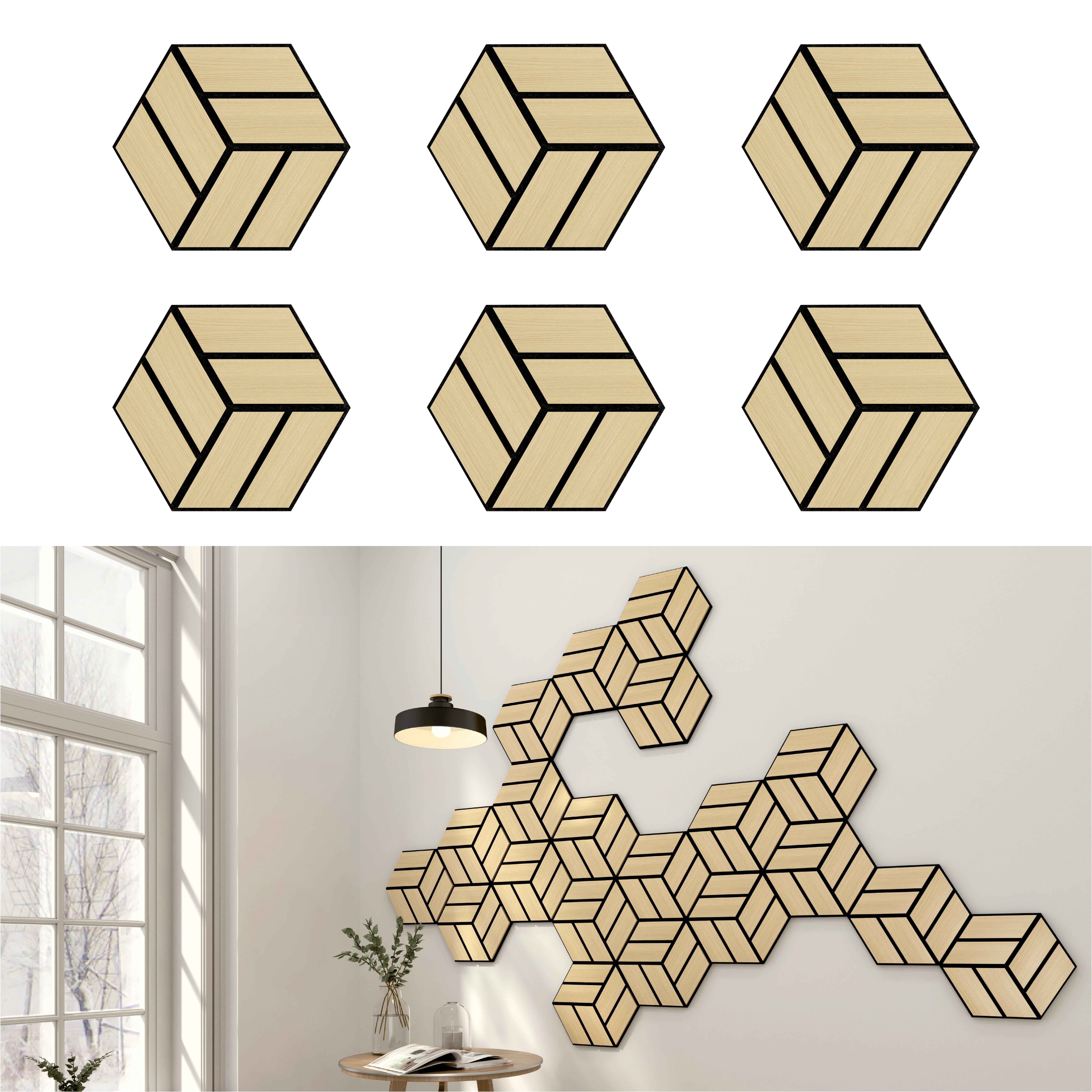 SONIDO 3D Wandpaneel 6er Set Hexagon günstig online kaufen