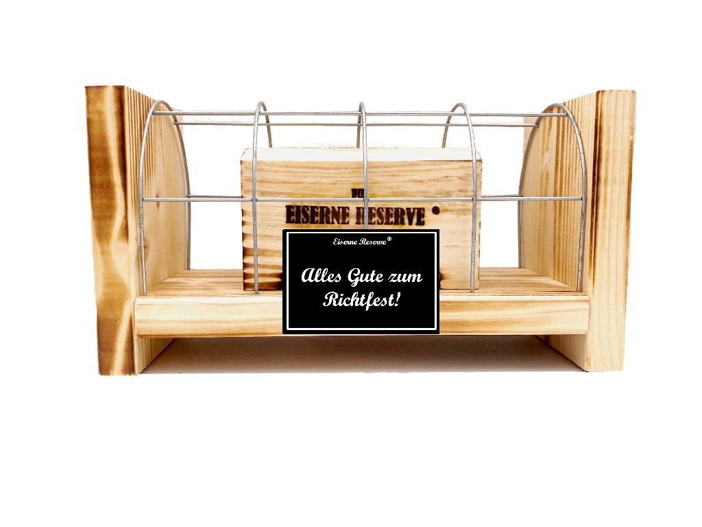 Eiserne Reserve® Geschenkbox Alles Gute zum Richtfest - Eiserne Reserve Gitterbox Geldgeschenk zum