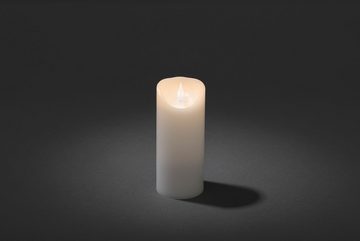 KONSTSMIDE LED-Kerze Weihnachtsdeko (1-tlg), LED Echtwachskerze, weiß, mit 3D Flamme, Ø 7,5 cm, Höhe: 17,5 cm
