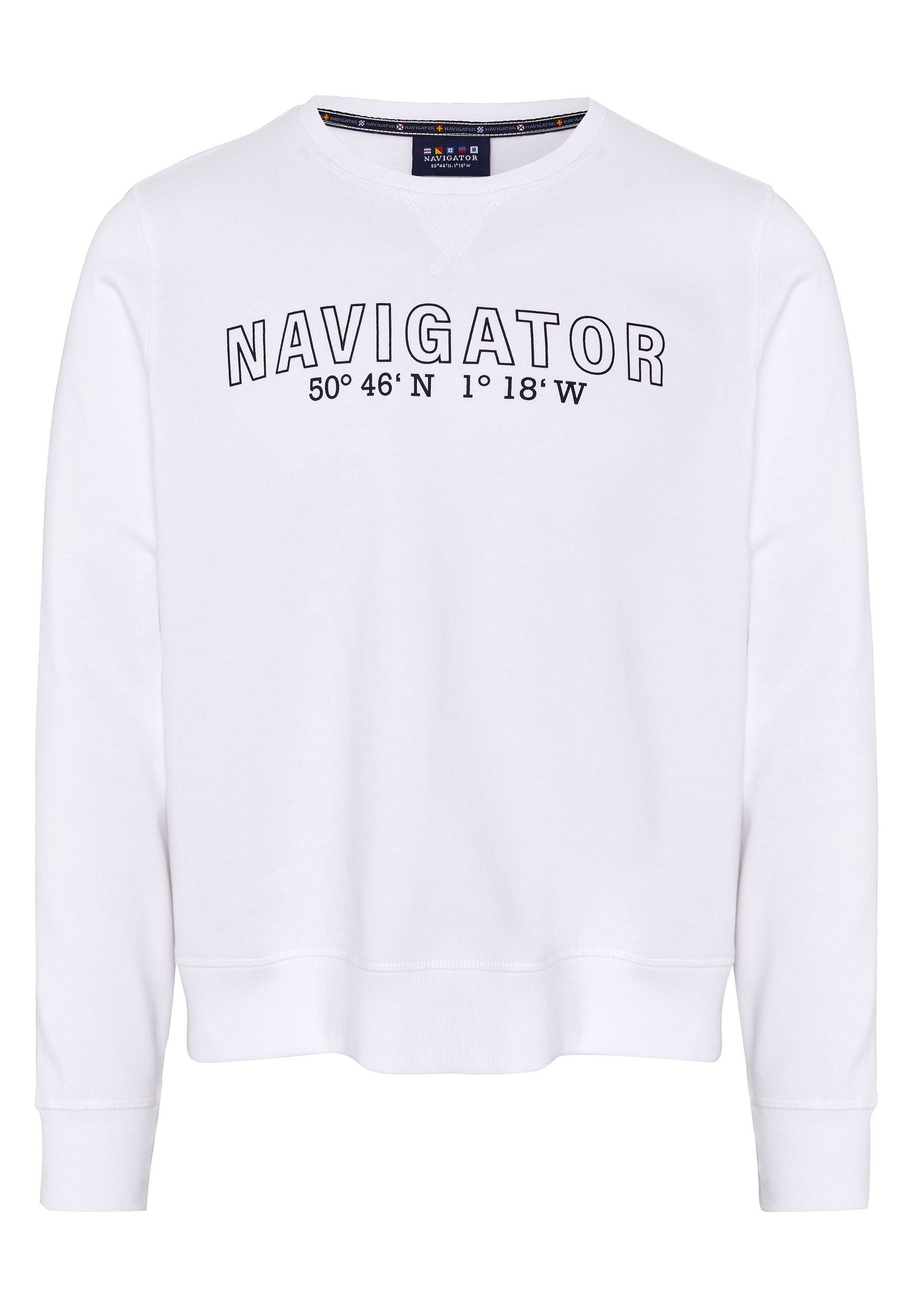 NAVIGATOR Sweatshirt mit Rundhals Ausschnitt Bright White