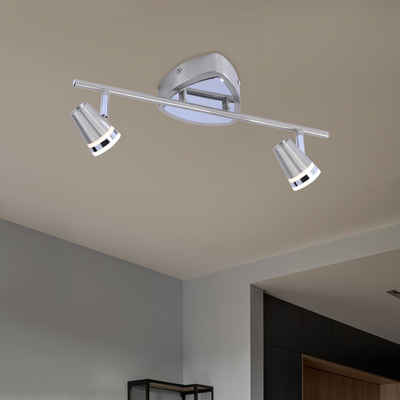 etc-shop LED Deckenspot, LED-Leuchtmittel fest verbaut, Warmweiß, LED Decken Leuchte Stahl Lampe Spots verstellbar Wohn Zimmer