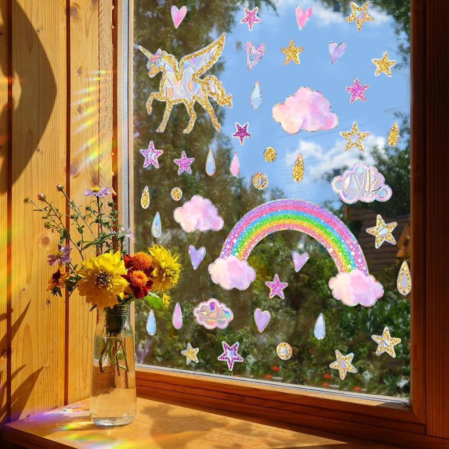 LuxusKollektion Fensterbild Fenstersticker Einhorn Suncatcher 2 Stk.