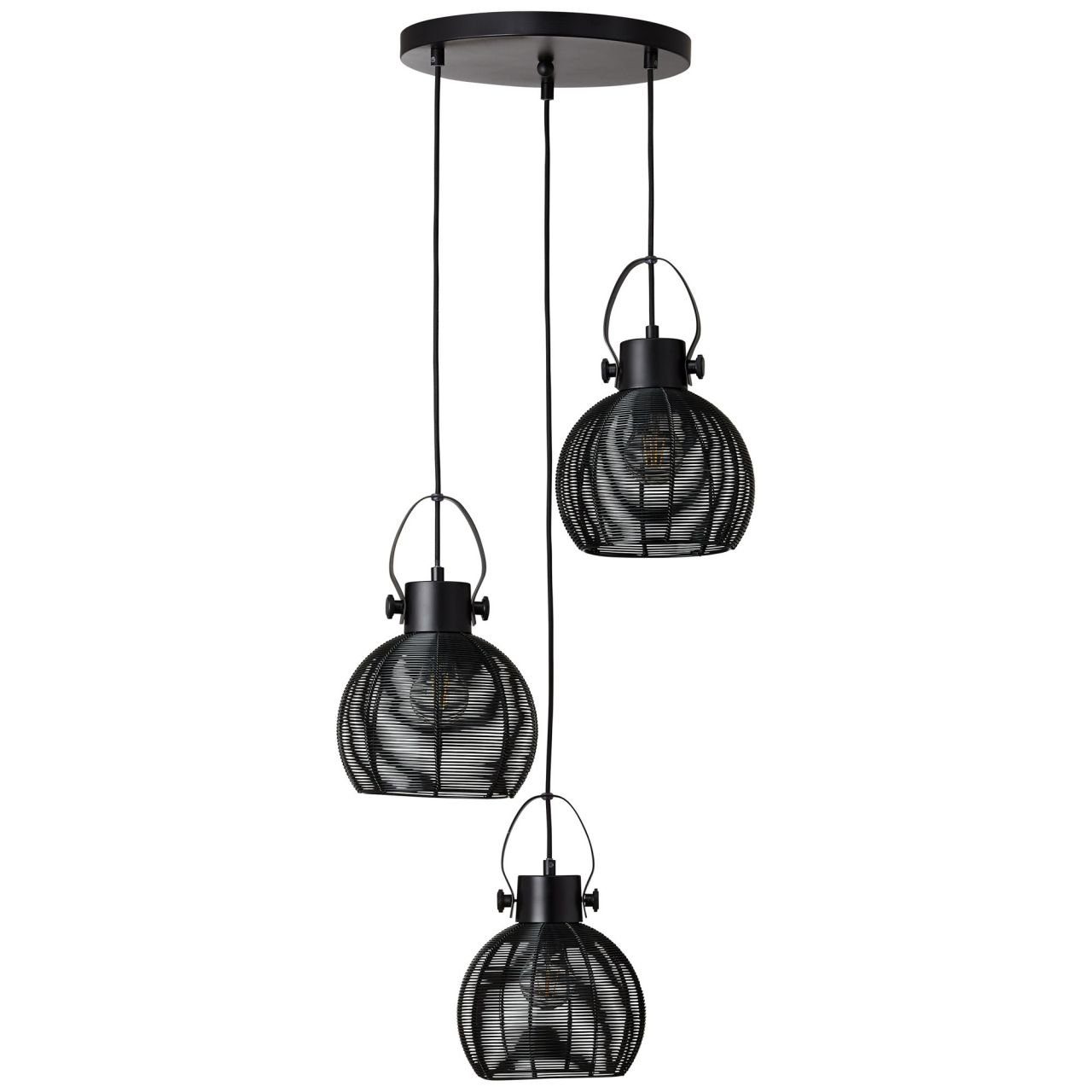 g.f Rondell 3x E27, Pendelleuchte Sambo Brilliant 60W, 3flg Pendelleuchte Sambo, A60, Lampe schwarz