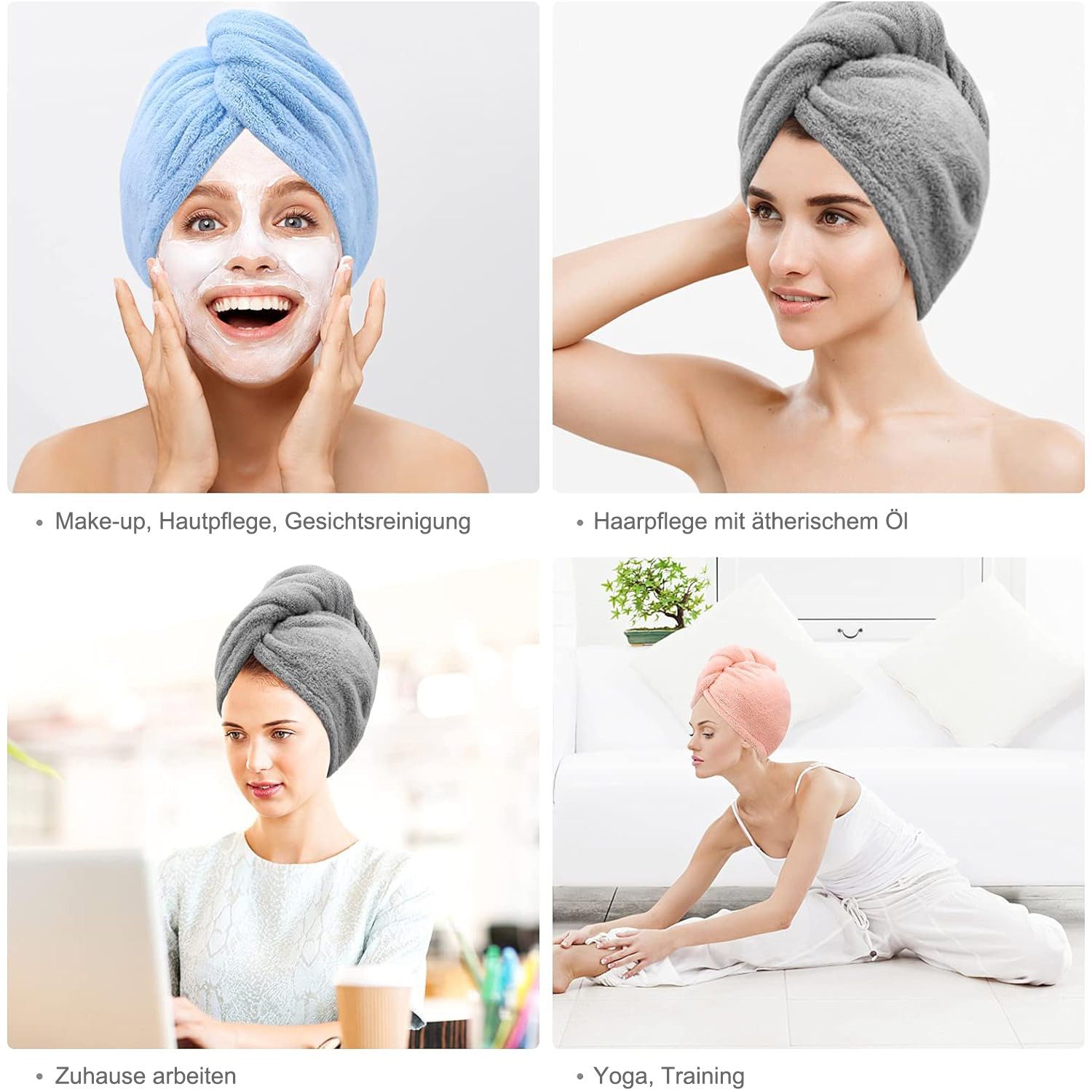 MODFU Turban-Handtuch 3er Haartuch Turban Haarhandtuch Kopf Handtuch Haartr günstig online kaufen