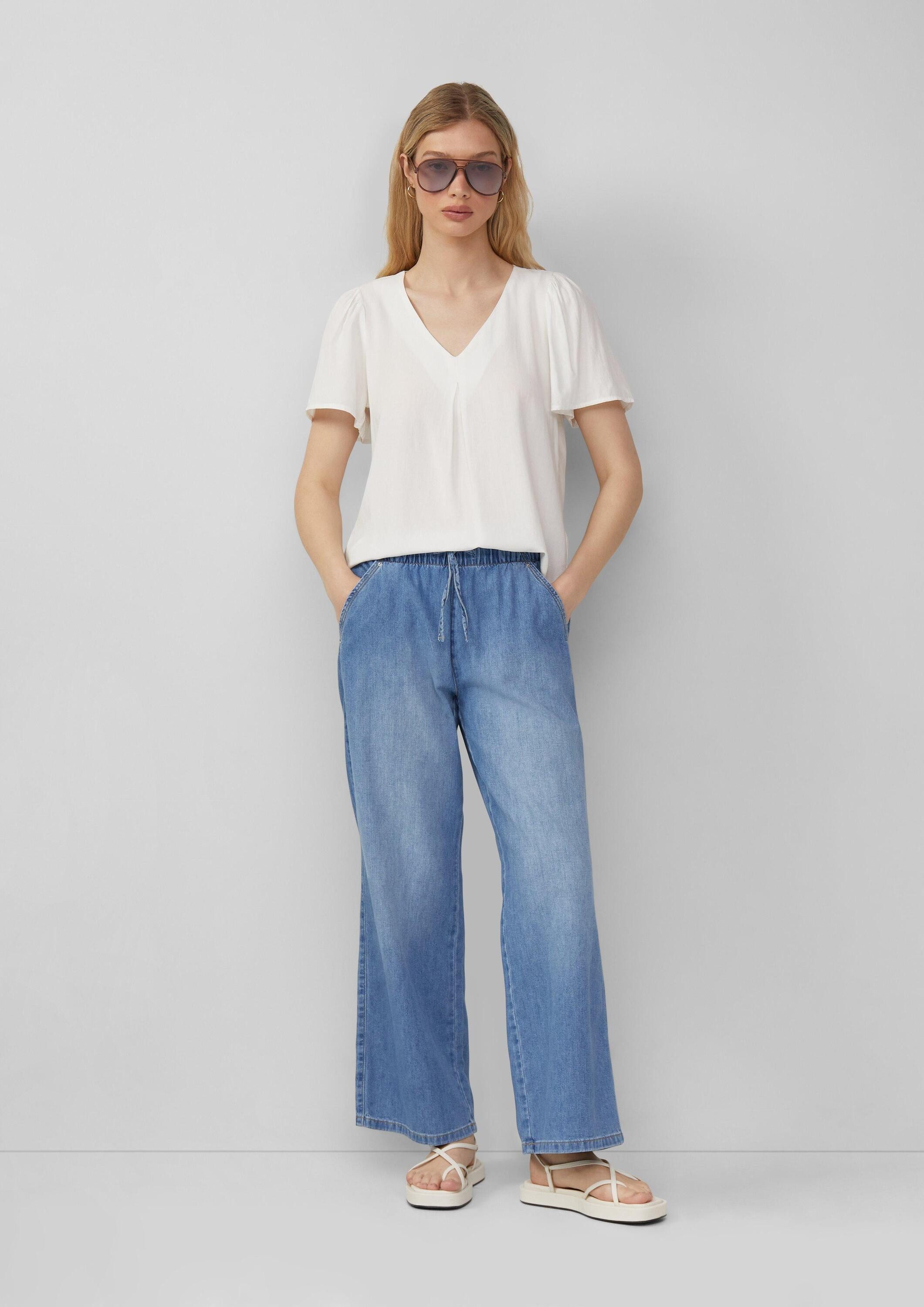 QS Kurzarmbluse Bluse Feminine Kurzarmbluse aus Viskose