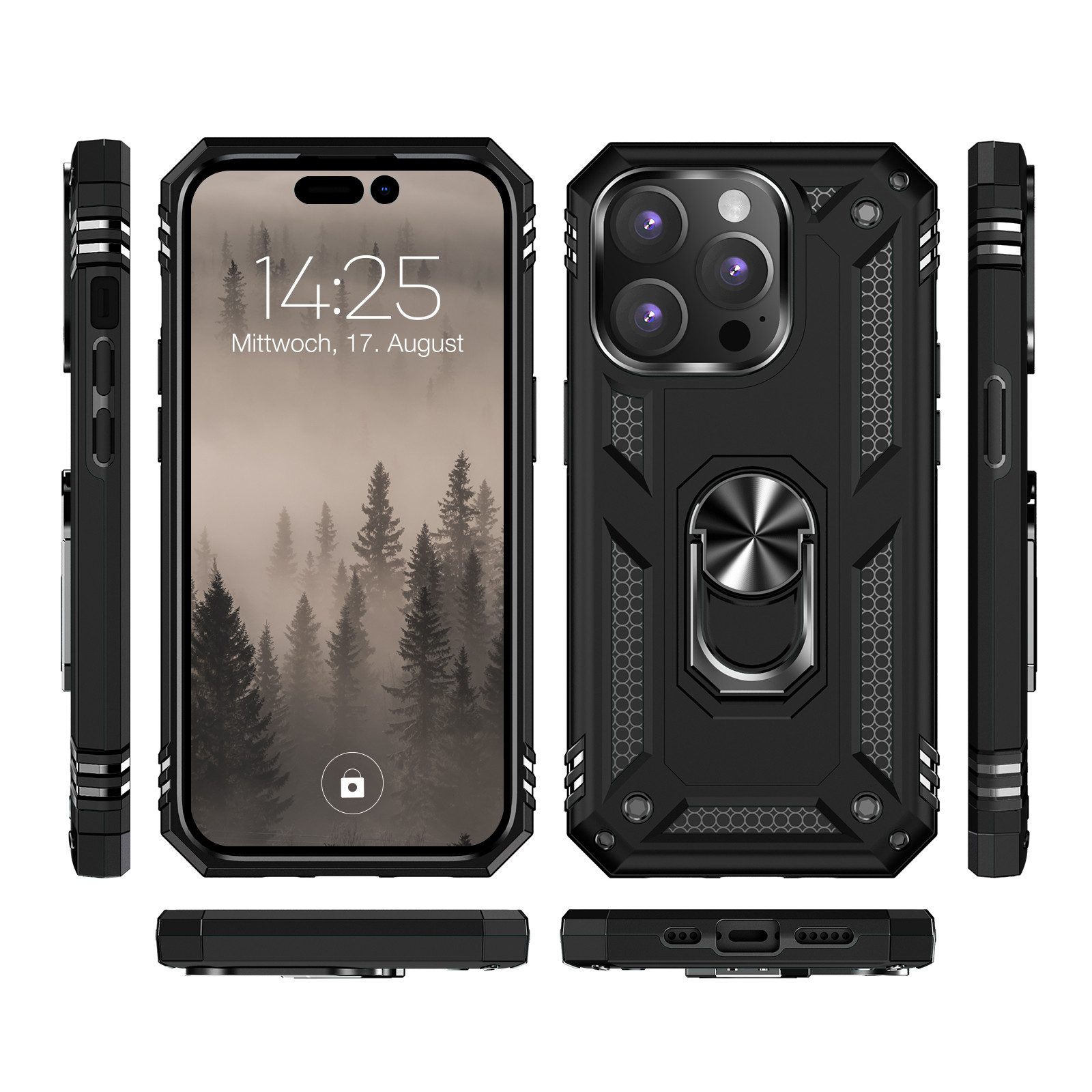 Tec-Expert Handyhülle Outdoor Cover Hülle für Apple iPhone 14 Pro Max 6.7 Zoll, 6.7, Premium Hülle aus verstärktem Polycarbonat