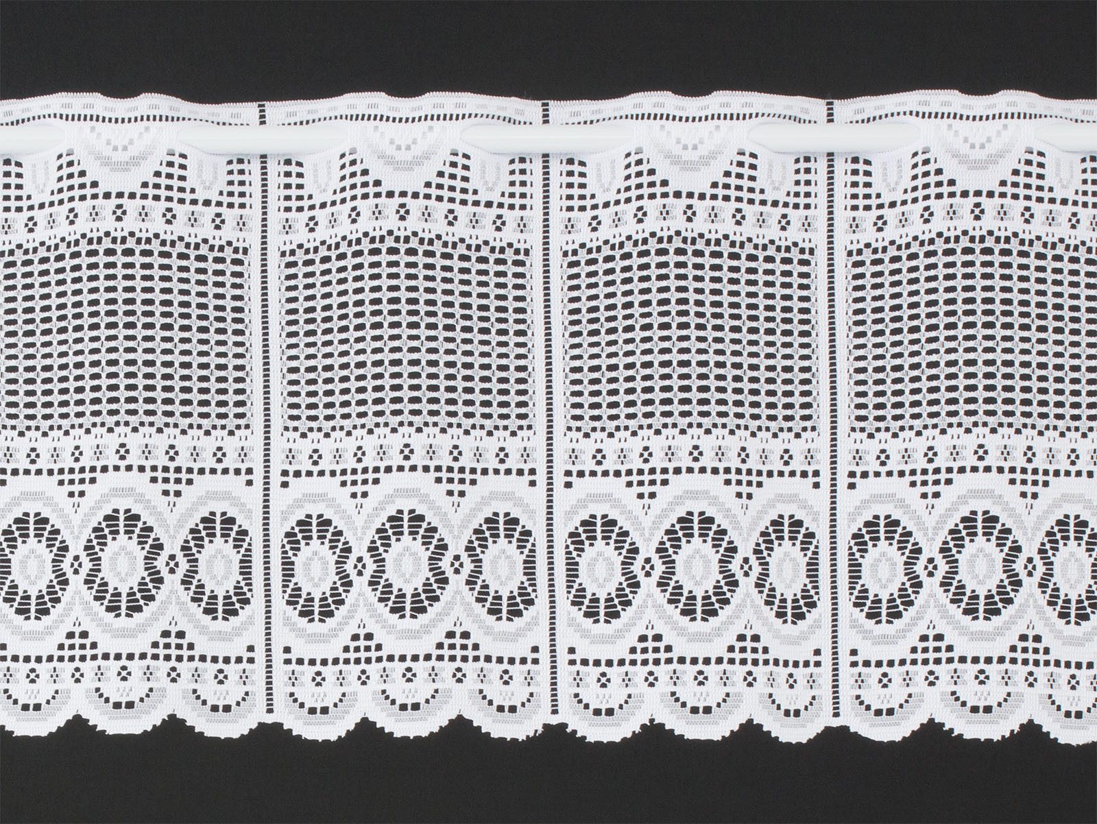 Gardinen Kranzusch Scheibengardine Jacquard gebogt Abschluss (1 St), Stange günstig online kaufen