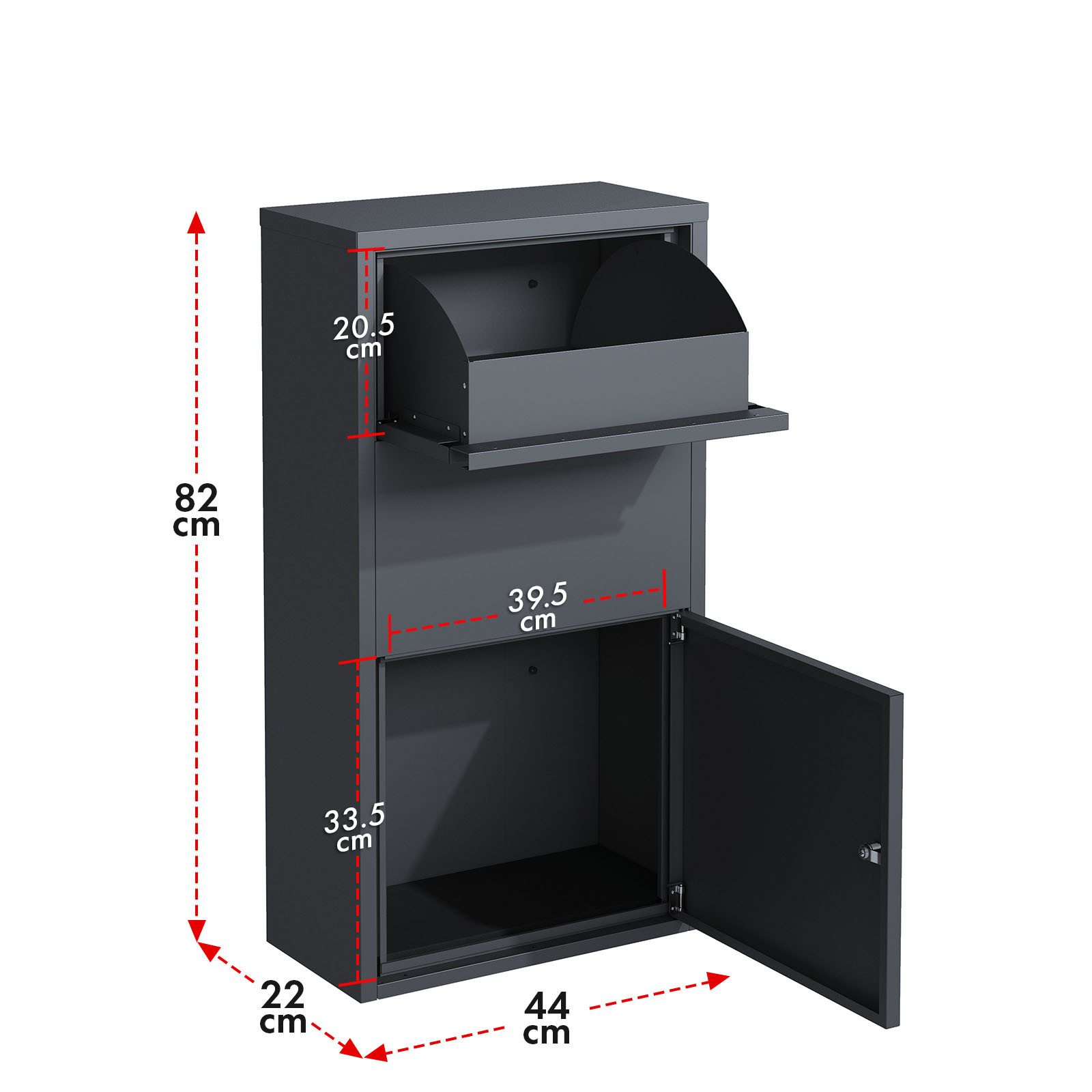 Floordirekt Paketbox Clement, Praktische Paketkasten mit Klappensystem & Schloss, Wetterfest & einfach zu montieren