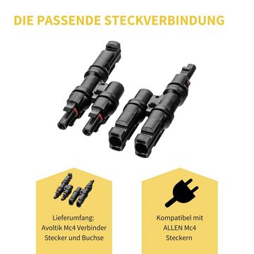 avoltik Wechselrichter MC4 T2 T3 T4 T-Verteiler Stecker Buchse Paar schwarz Solar