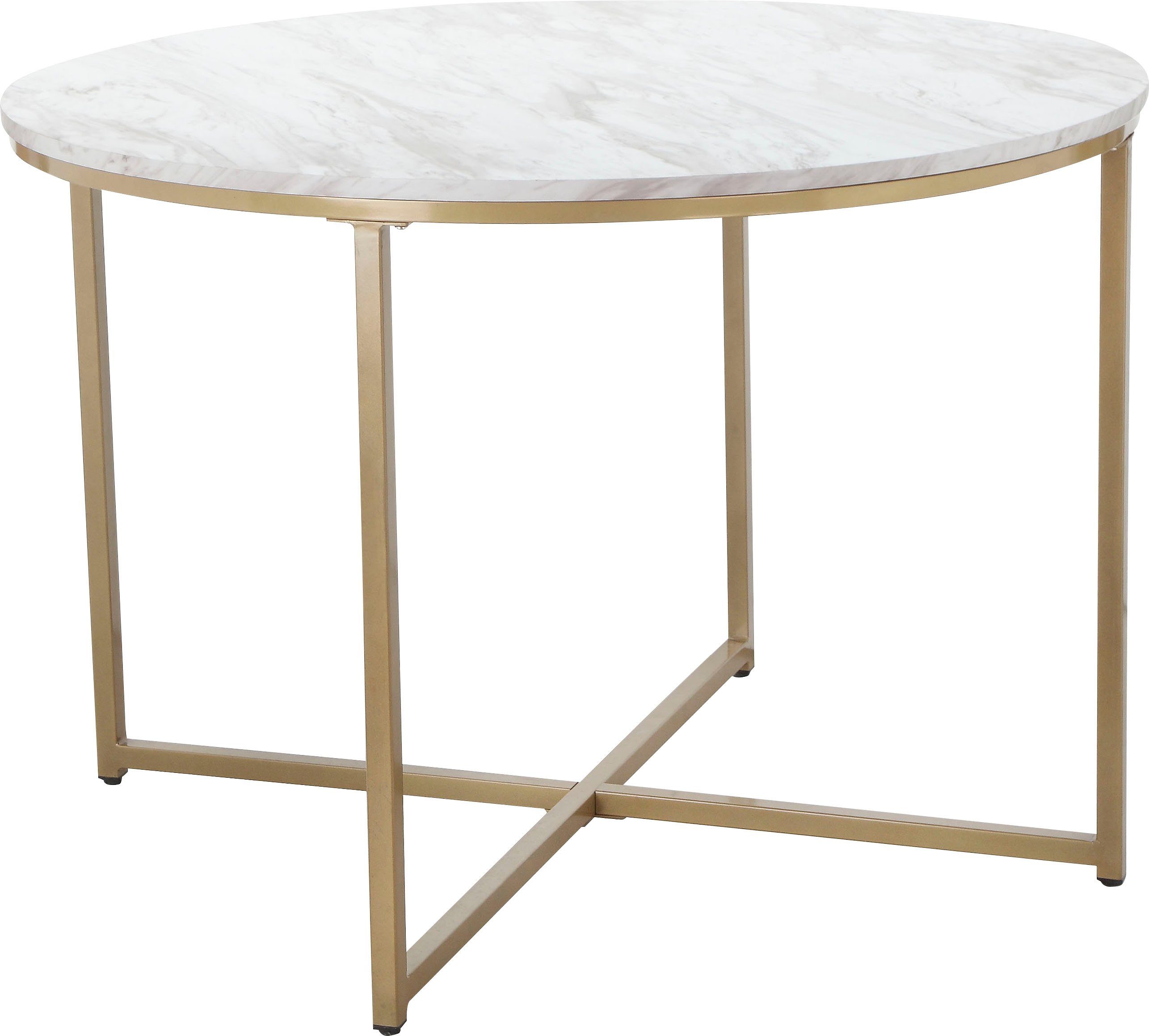 Leonique Esstisch Gondat (1-St), mit Tischplatte in Marmor-Optik, Gestell a günstig online kaufen