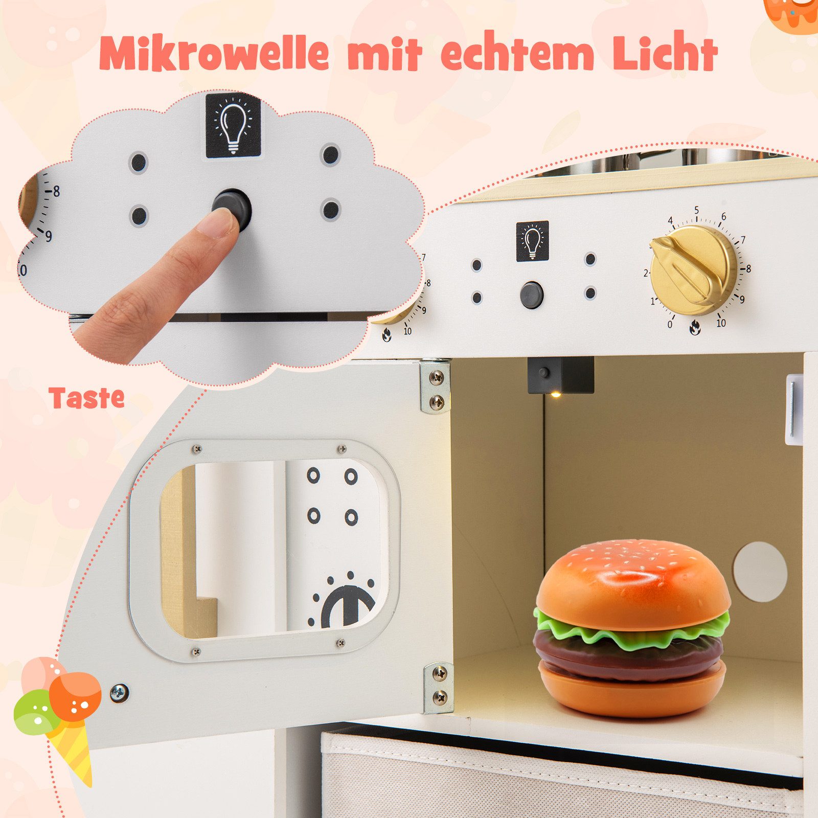 COSTWAY Spielküche, Kinderküche mit Zubehör für Kinder ab 2 Jahren günstig online kaufen