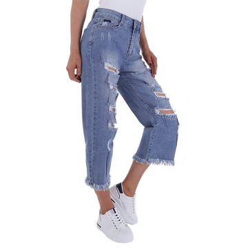 Ital-Design Bootcut-Jeans Damen Elegant Destroyed-Look Stretch Bootcut Jeans in Blau